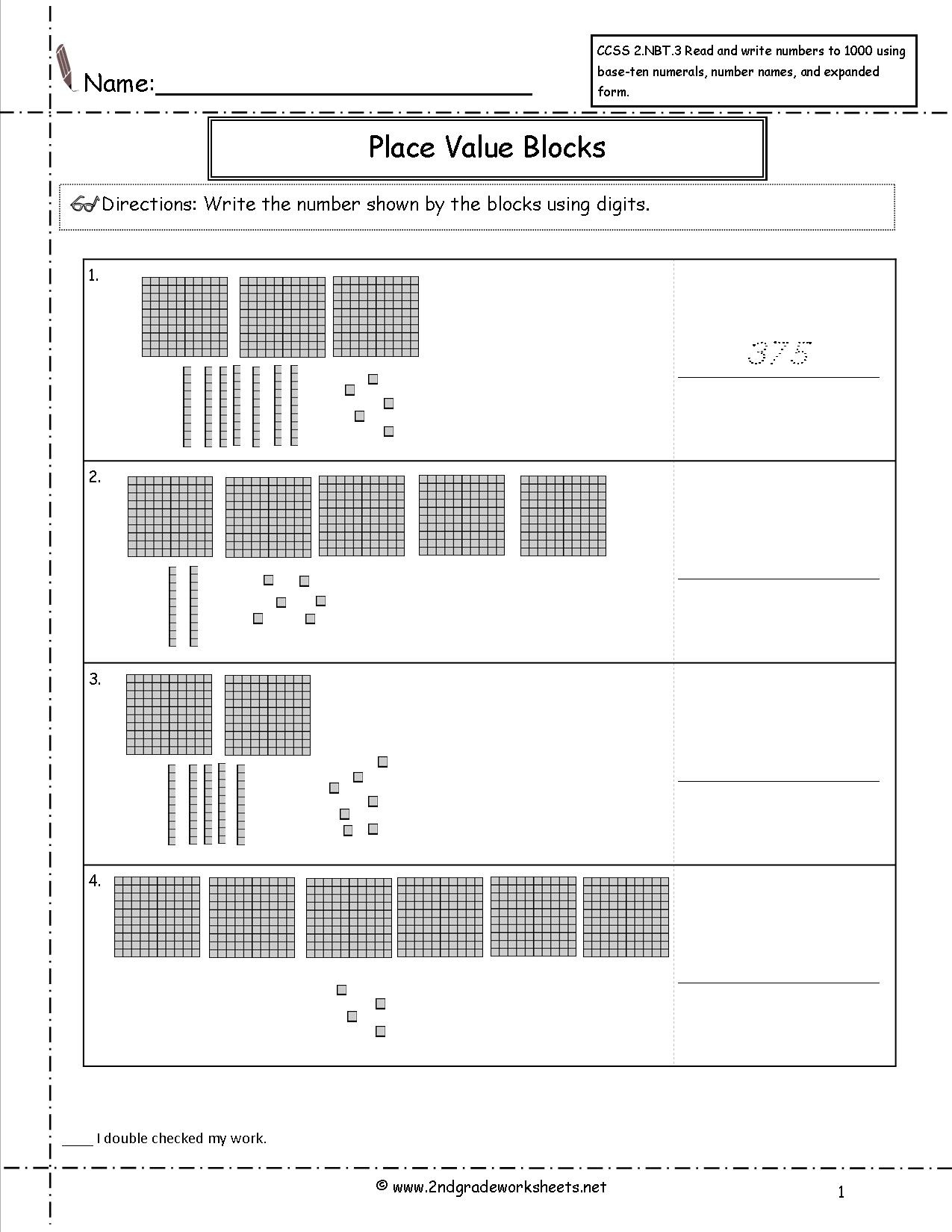 Ccss 2.nbt.3 Worksheets. Place Value Worksheets-Read And Write Numbers - Free Printable Base Ten Block Worksheets