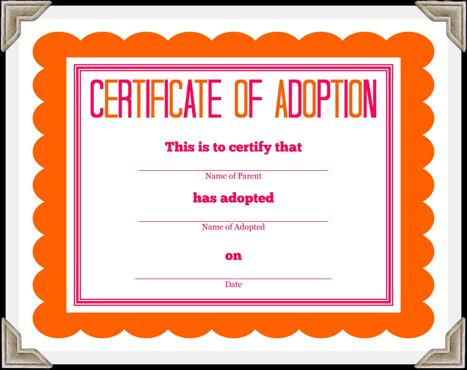 Certificate Of Adoption Template - Tutlin.psstech.co - Fake Adoption Certificate Free Printable