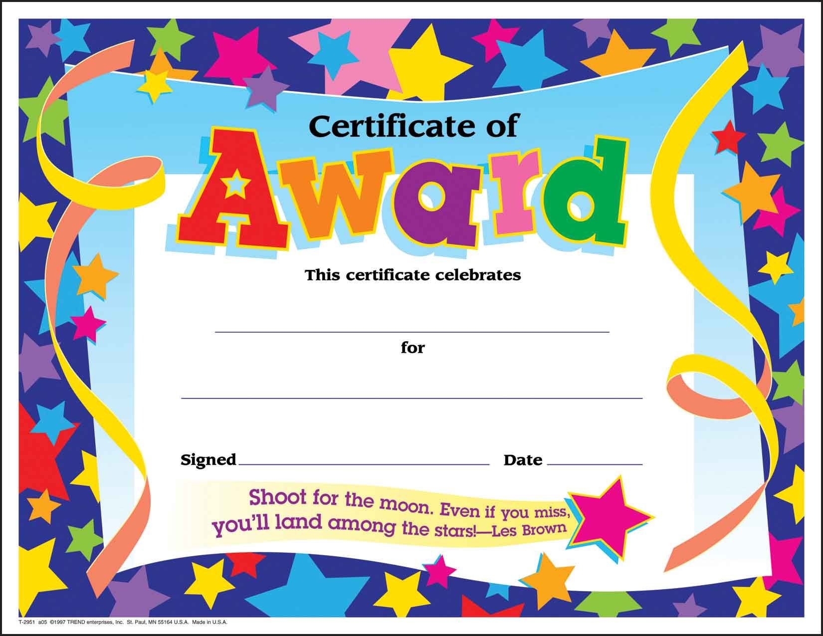 Free Printable Award Certificates For Elementary Students Editable