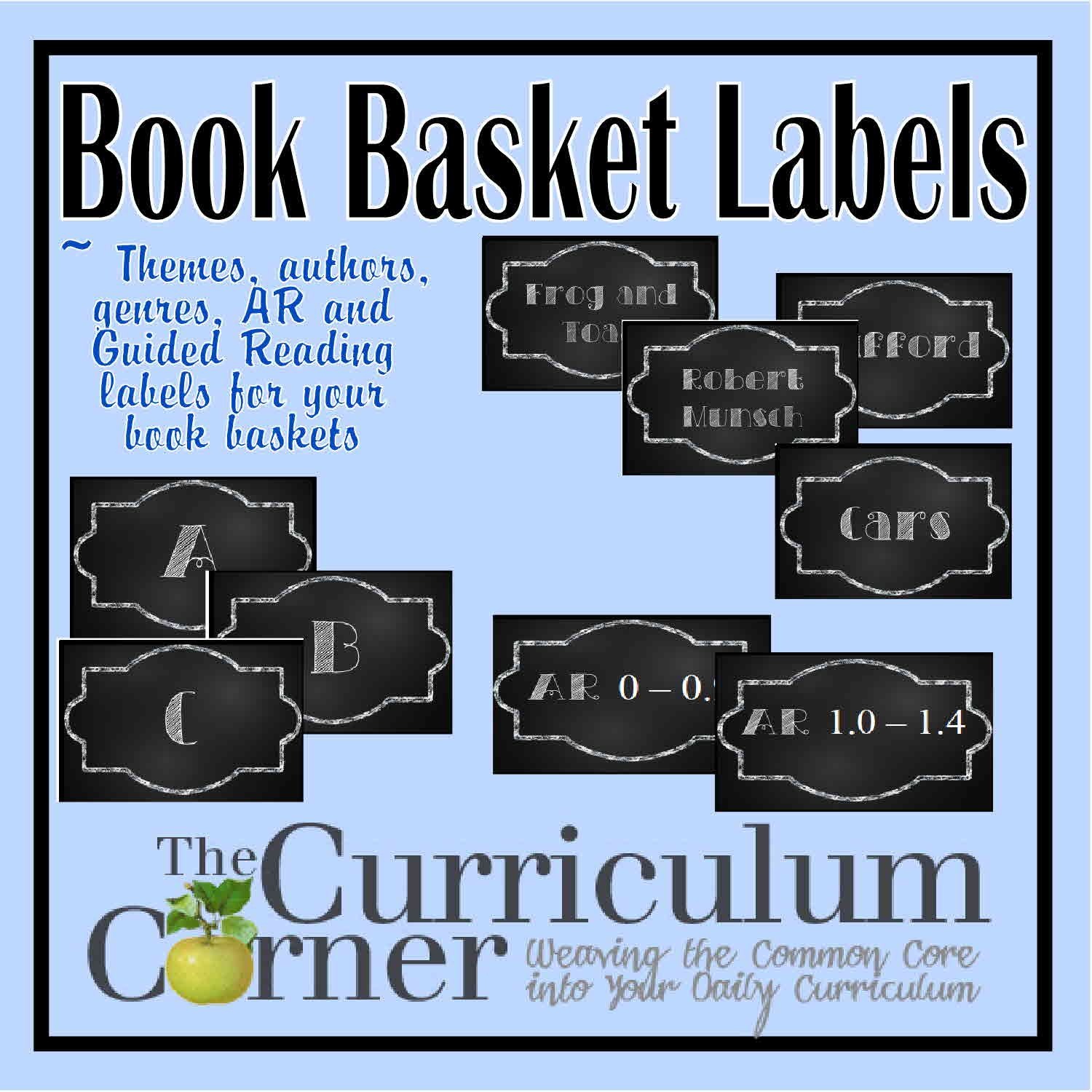 Chalkboard Themed Book Basket Labels | Organization | Book Basket - Free Printable Book Bin Labels