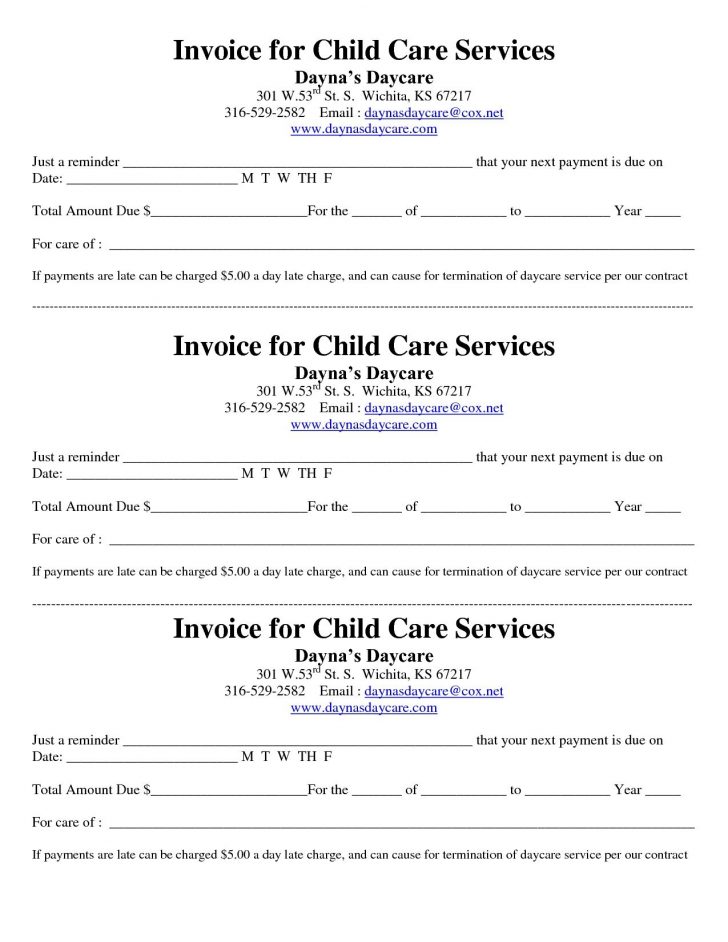 Free Printable Daycare Receipts