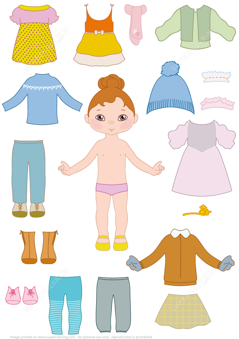 Child Girl Paper Doll With Clothes From Dress Up Paper Dolls - Free Printable Dress Up Paper Dolls
