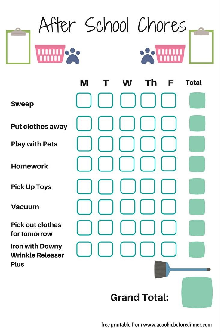 Free Printable Chore Charts For 7 Year Olds Free Printable