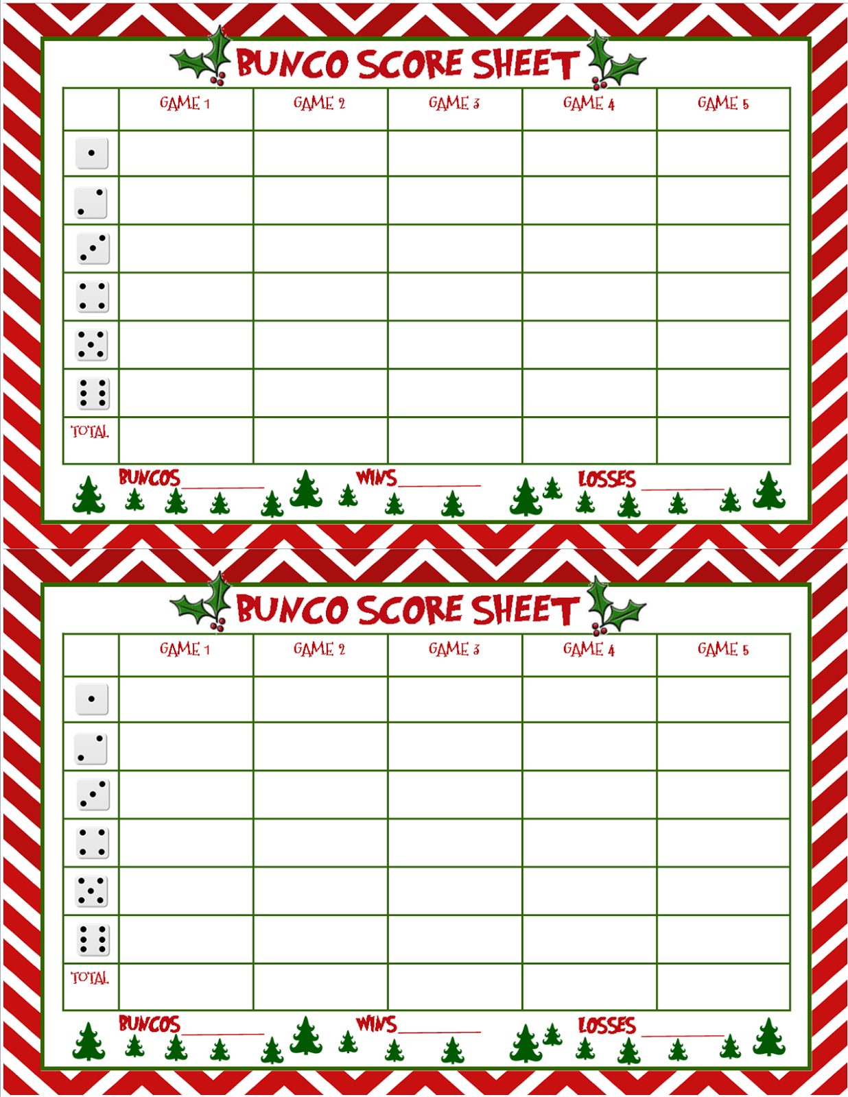 Christmas Bunco Score Sheets Free | Bunco | Bunco Score Sheets - Free Printable Bunco Game Sheets