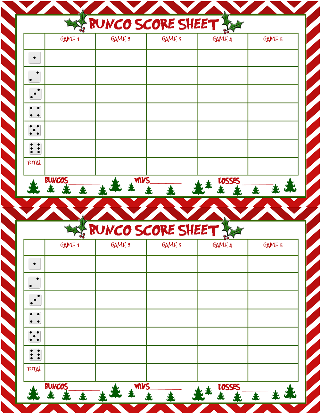 Free Printable Bunco Score Cards Printable Word Searches