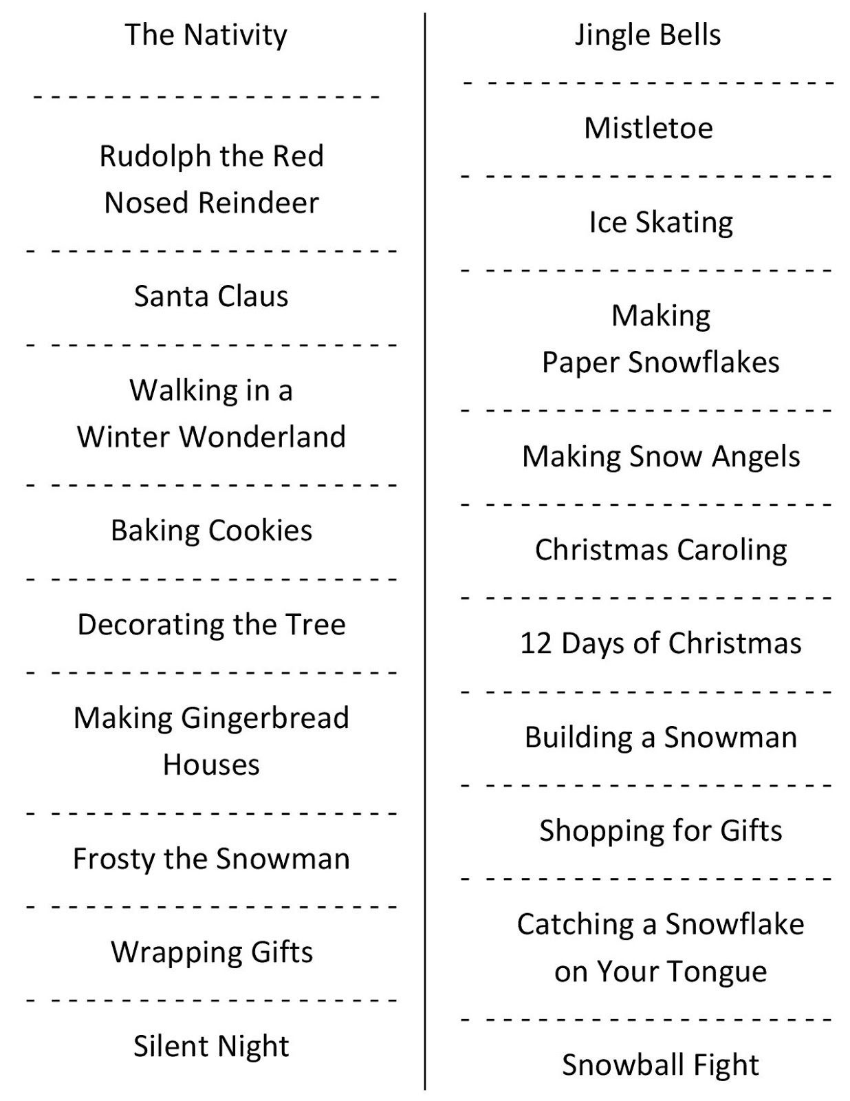 Christmas Charades (Free Printable Party Game) | Christmas | Daily - Free Printable Charades Cards