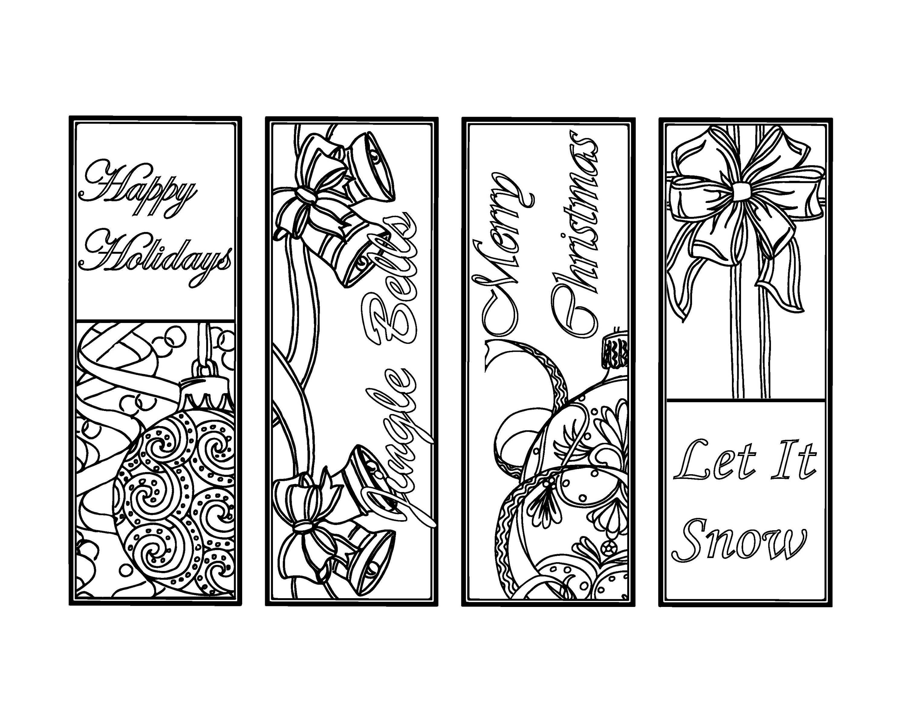 Christmas Coloring Bookmarks Plus Colored Items. Image 0. 9 - Free Printable Christmas Bookmarks To Color