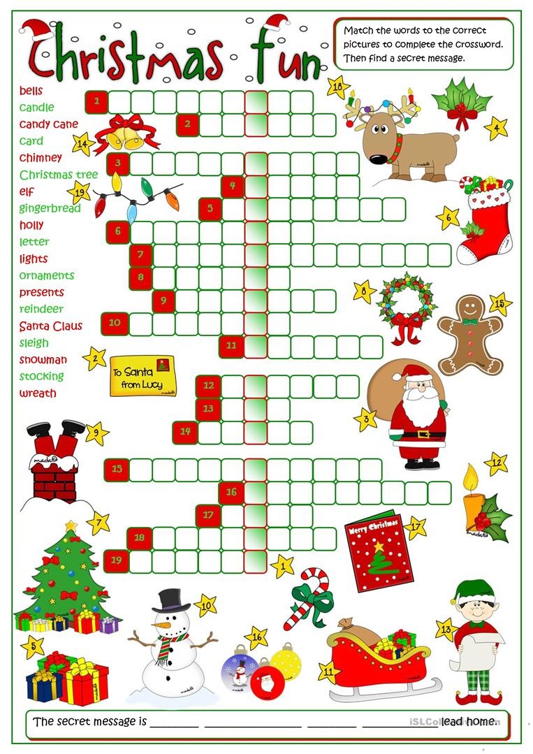 Christmas Fun - Crossword Worksheet - Free Esl Printable Worksheets - Free Printable Christmas Puzzle Sheets