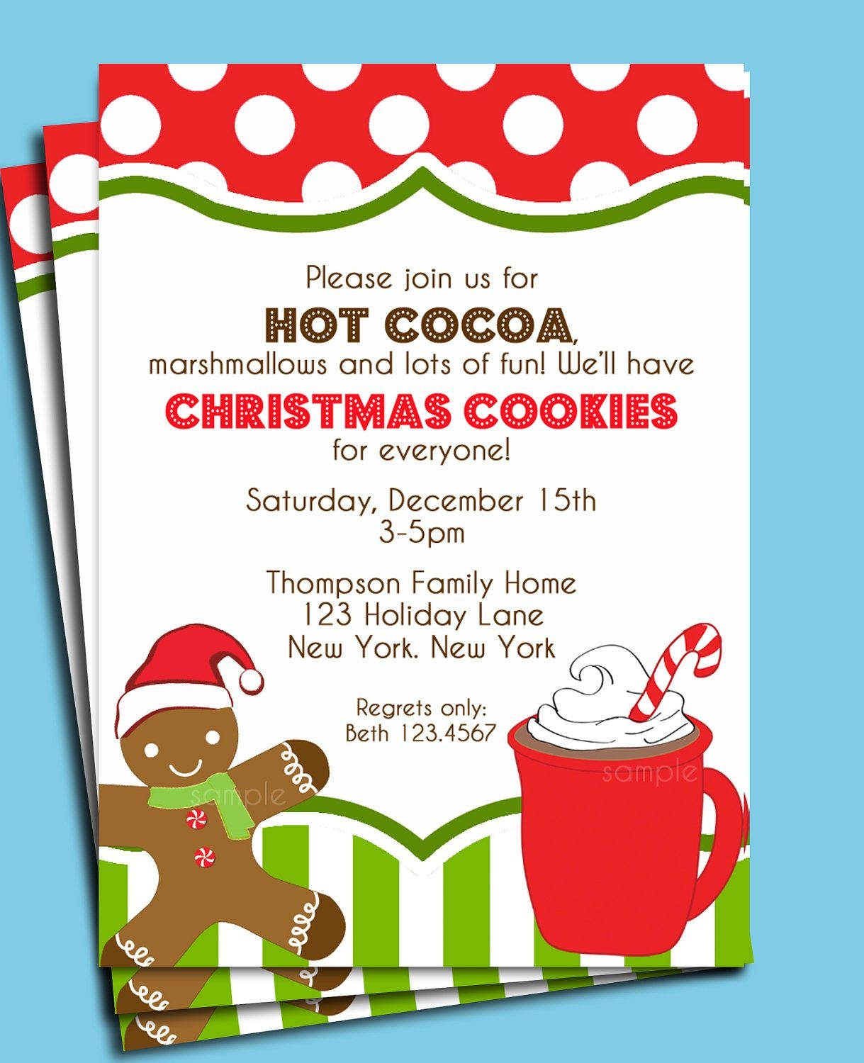 Christmas Hot Cocoa And Cookies Invitation Printable Or Printed With - Free Printable Cookie Decorating Invitations