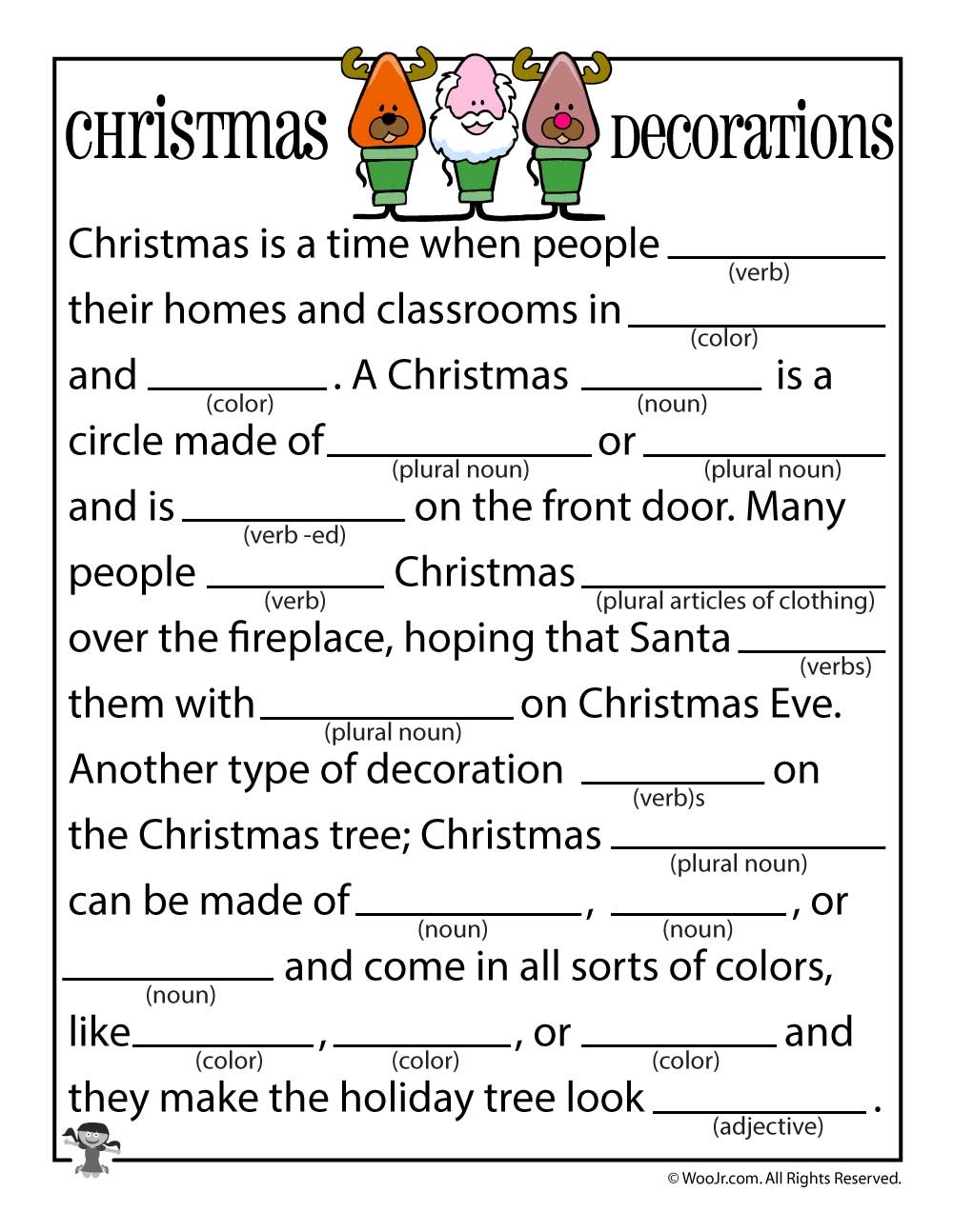 Christmas Mad Libs Woo! Jr. Kids Activities Free Printable Mad Libs