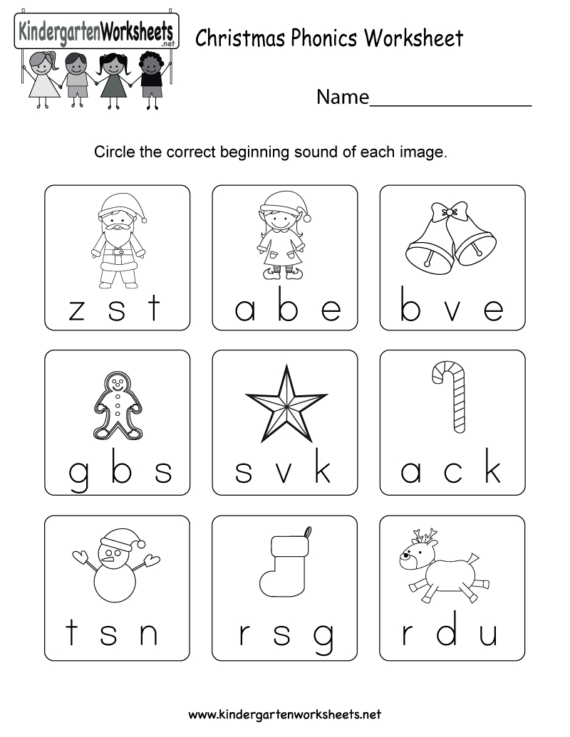 Christmas Phonics Worksheet - Free Kindergarten Holiday Worksheet - Free Printable Phonics Worksheets