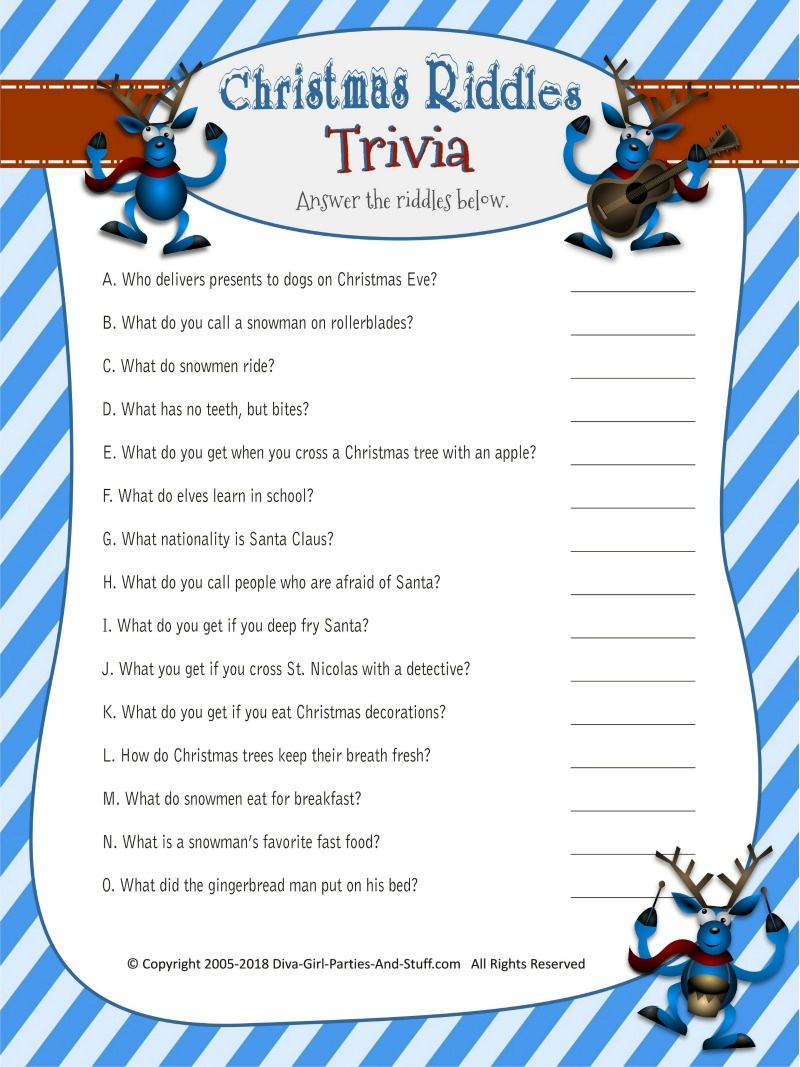Christmas Riddles Trivia Game | 2 Printable Versions With Answers - Free Printable Riddles