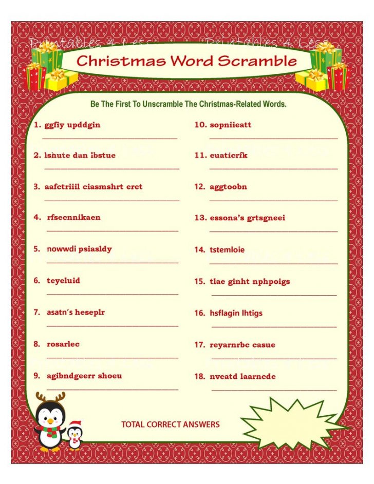 Christmas Song Scramble Free Printable