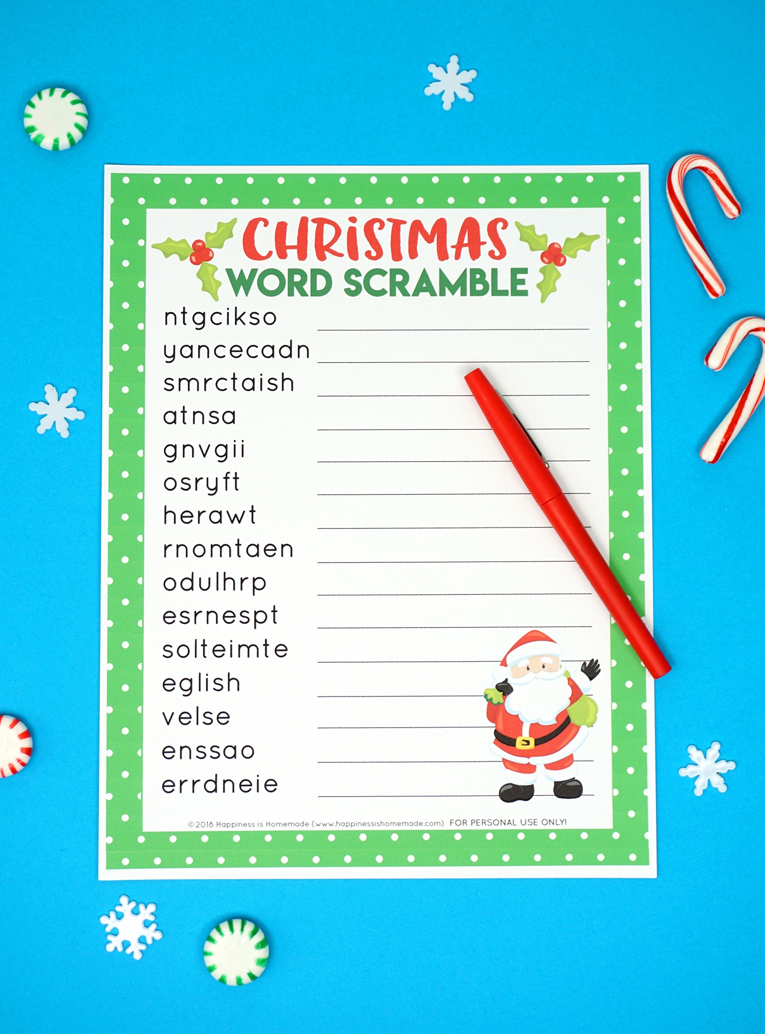 Christmas Word Scramble Printable - Happiness Is Homemade - Free Printable Jumble Word Games