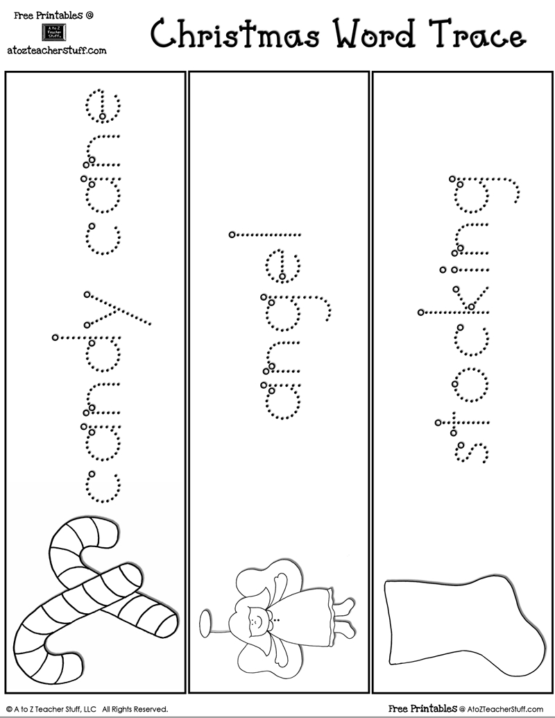 Christmas Word Tracing Practice | A To Z Teacher Stuff Printable - Free Printable Name Tracing Worksheets