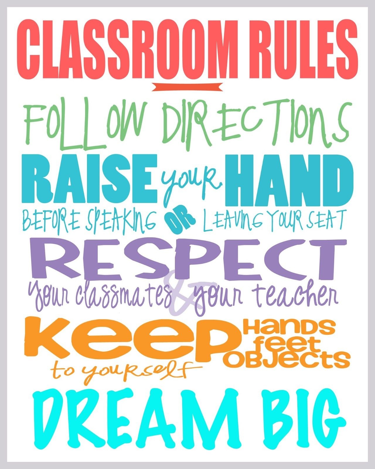 Free Printable Classroom Rules Posters