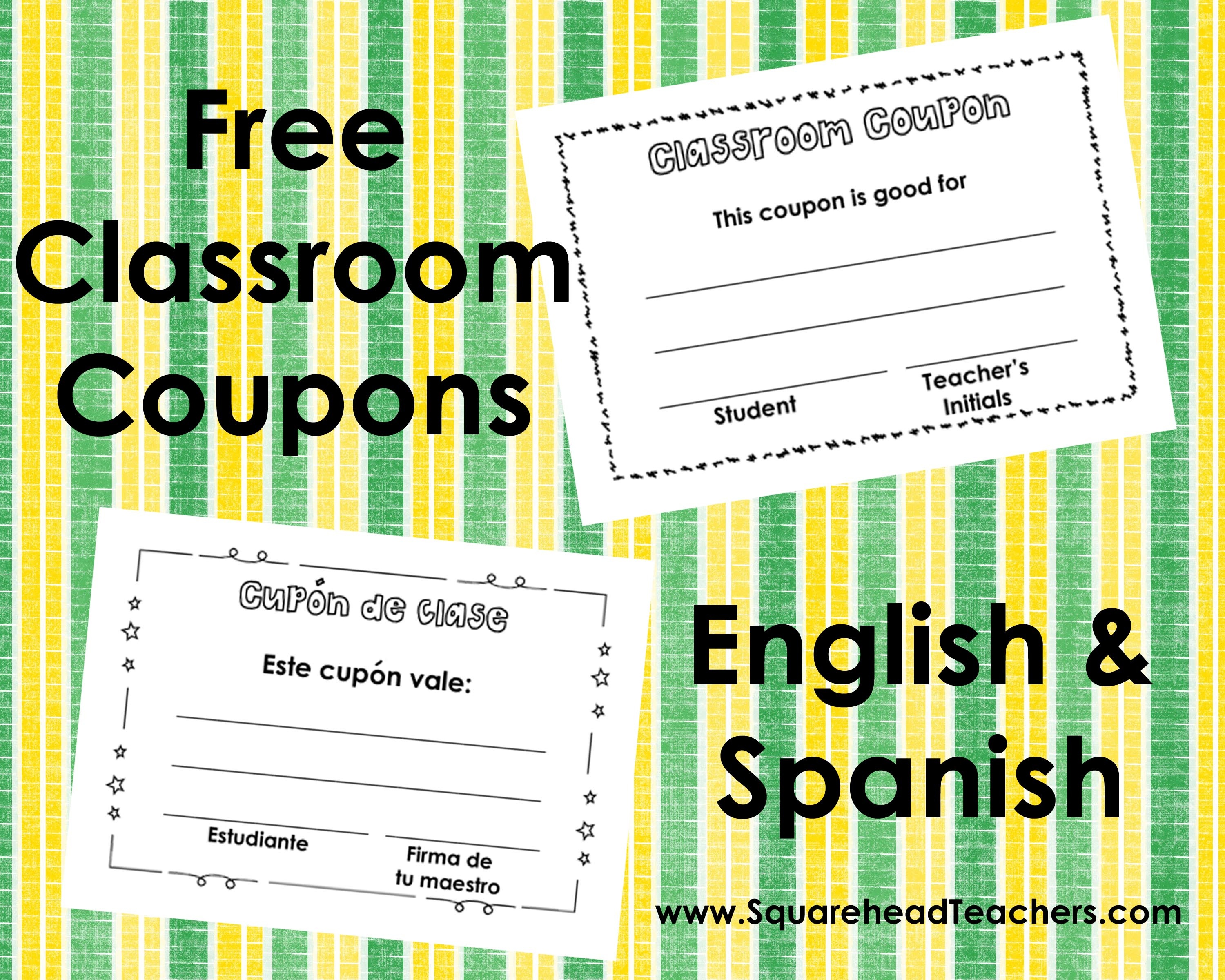 Classroom Coupons – English And Spanish | Squarehead Teachers - Free Printable Homework Pass Coupon