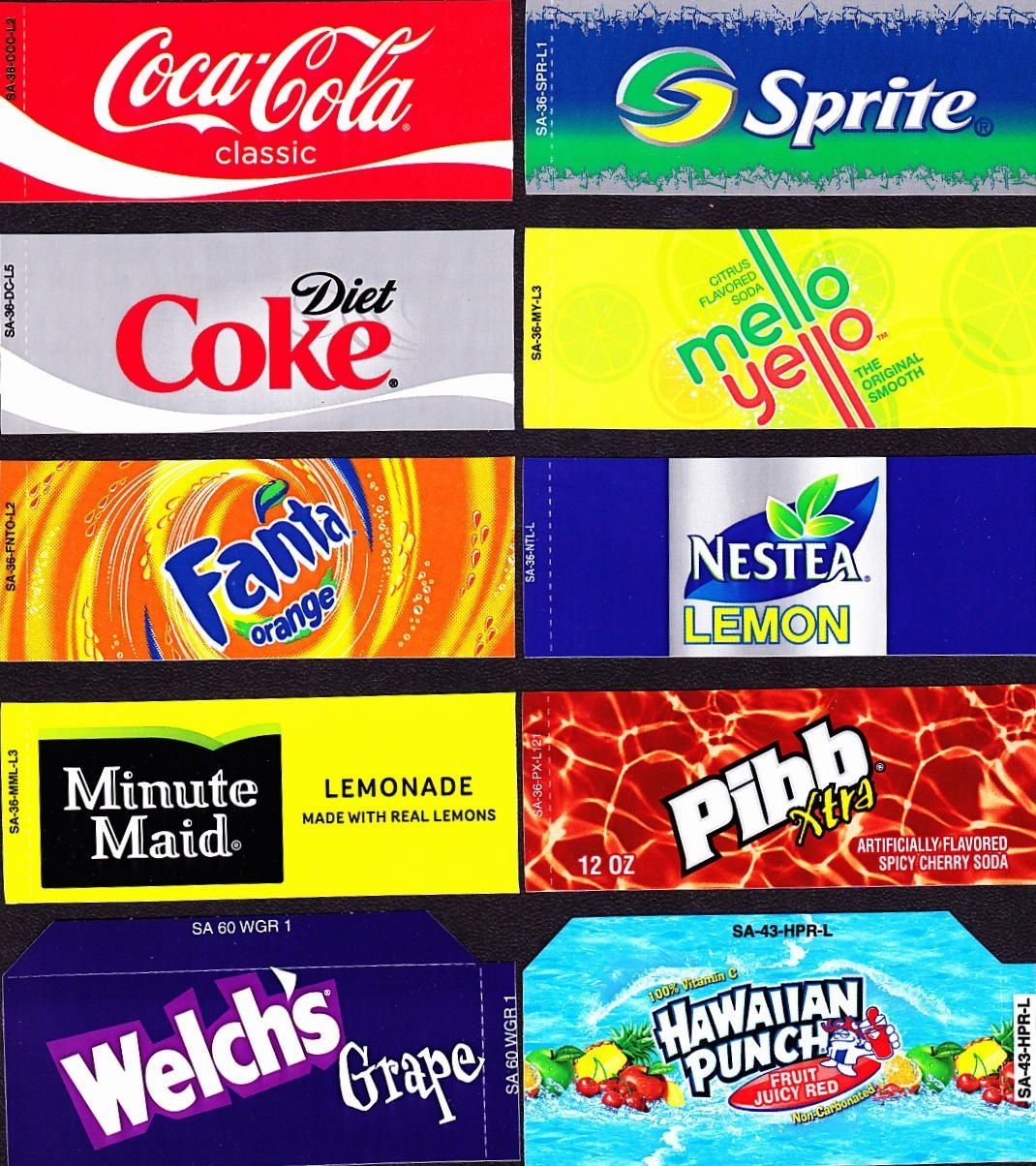 Coke Machine Labels | 10 Coke Mixed Set Small Flavor Labels Soda - Free Printable Soda Vending Machine Labels