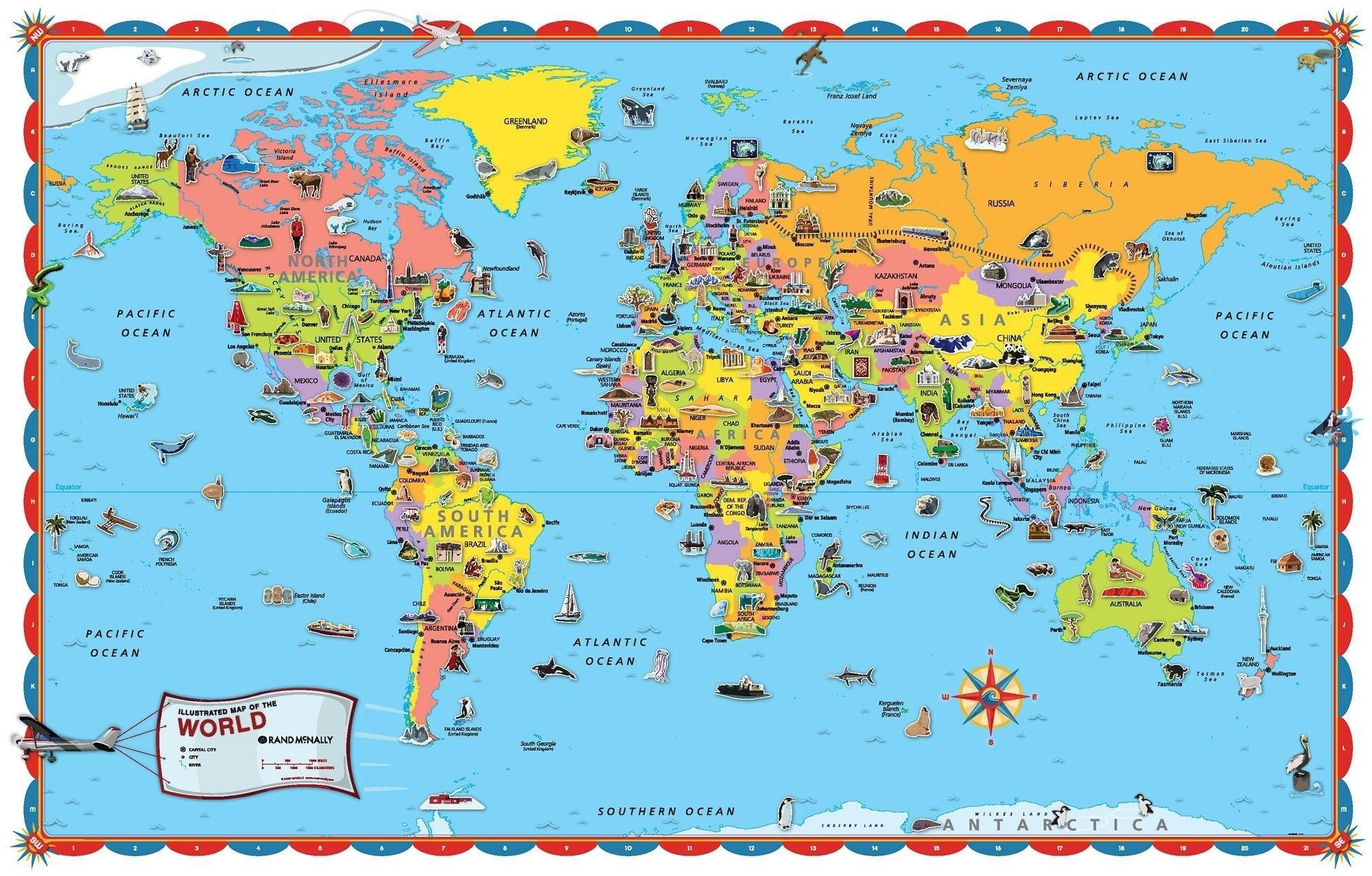 Coloring Free Printable World Map For Kids Within Roundtripticket 