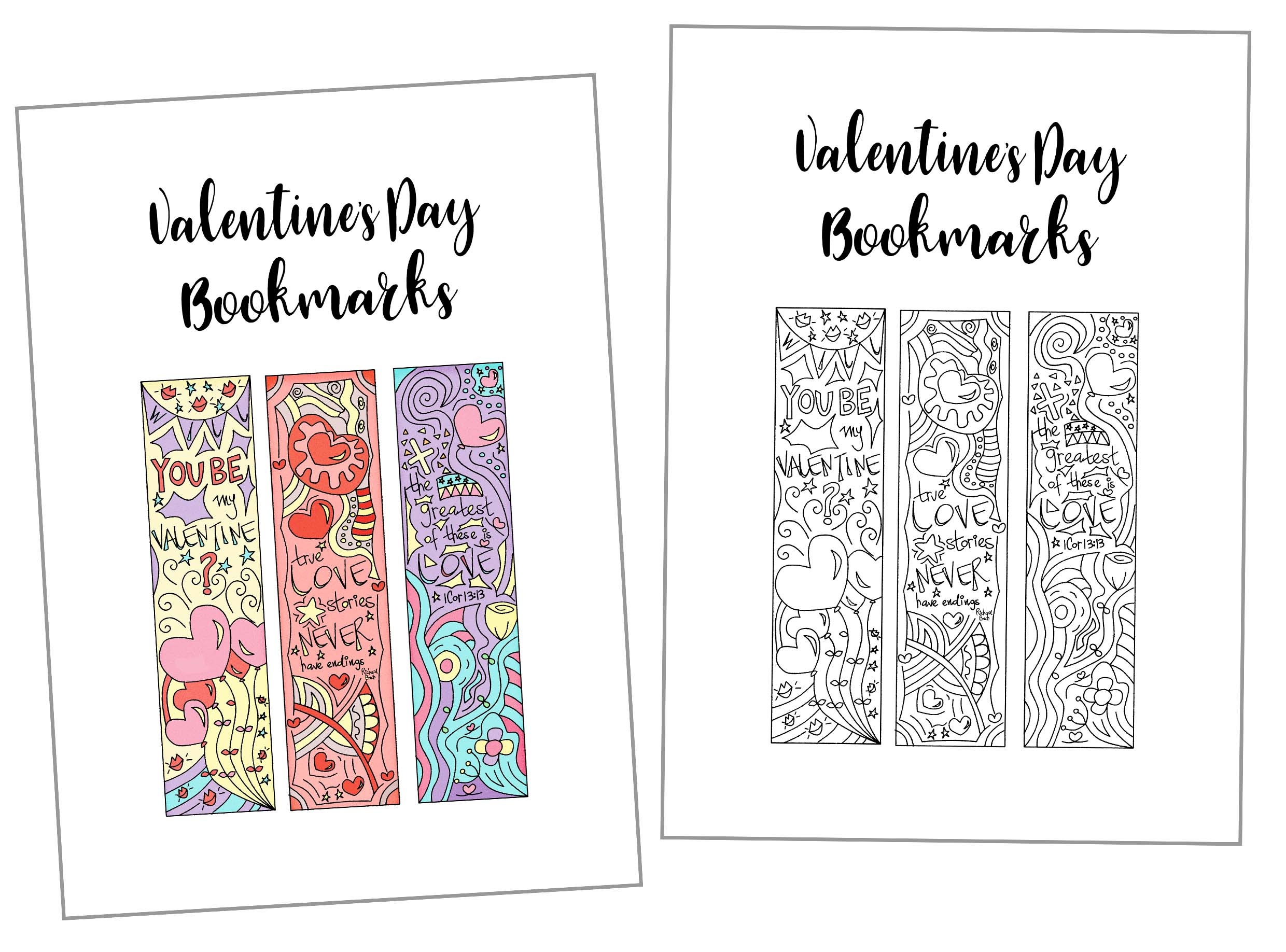 Coloring Valentine #39 s Day Bookmarks Free Printable Free Printable