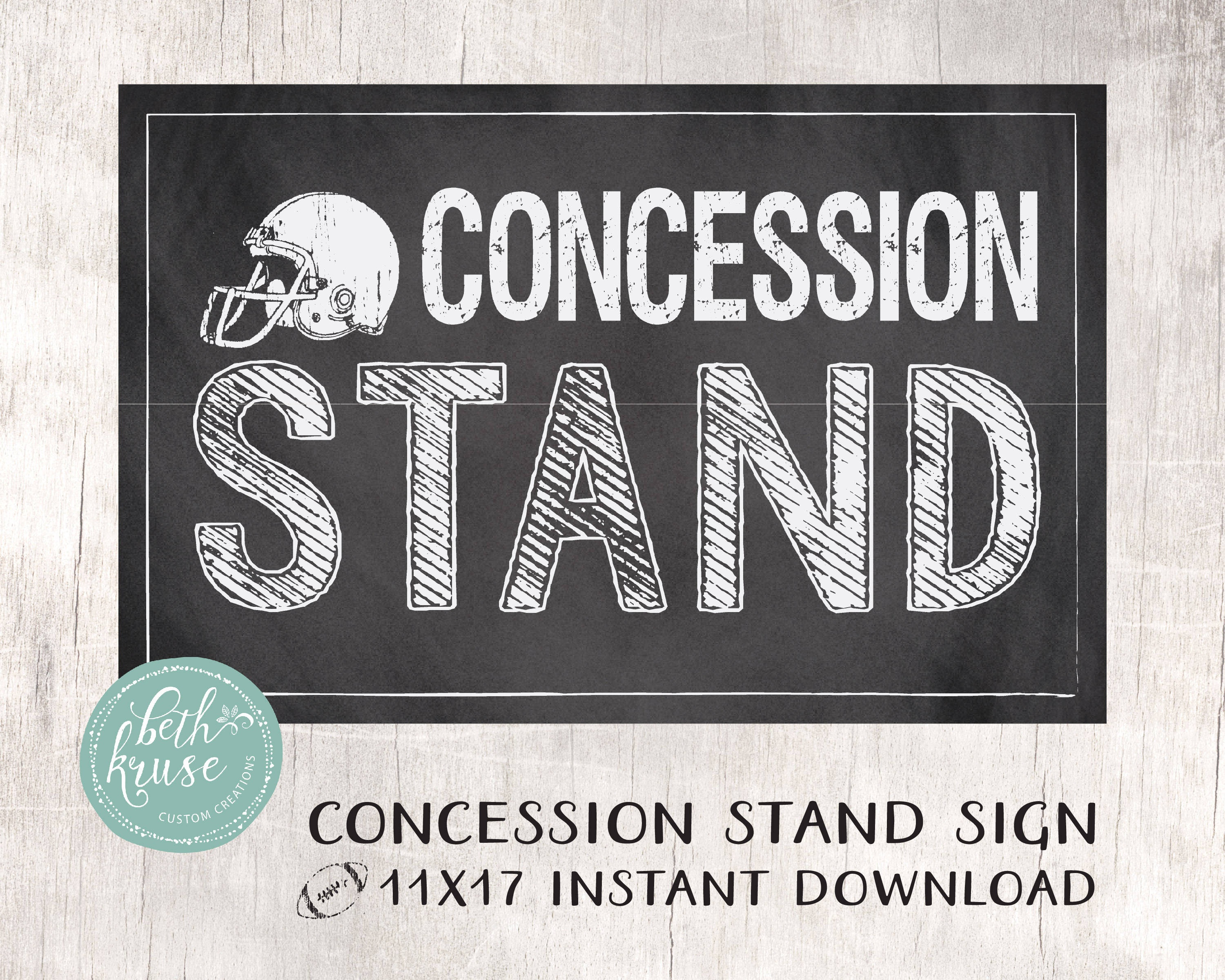 Concession Stand 11X17 Printable Sign Instant Download Etsy Free