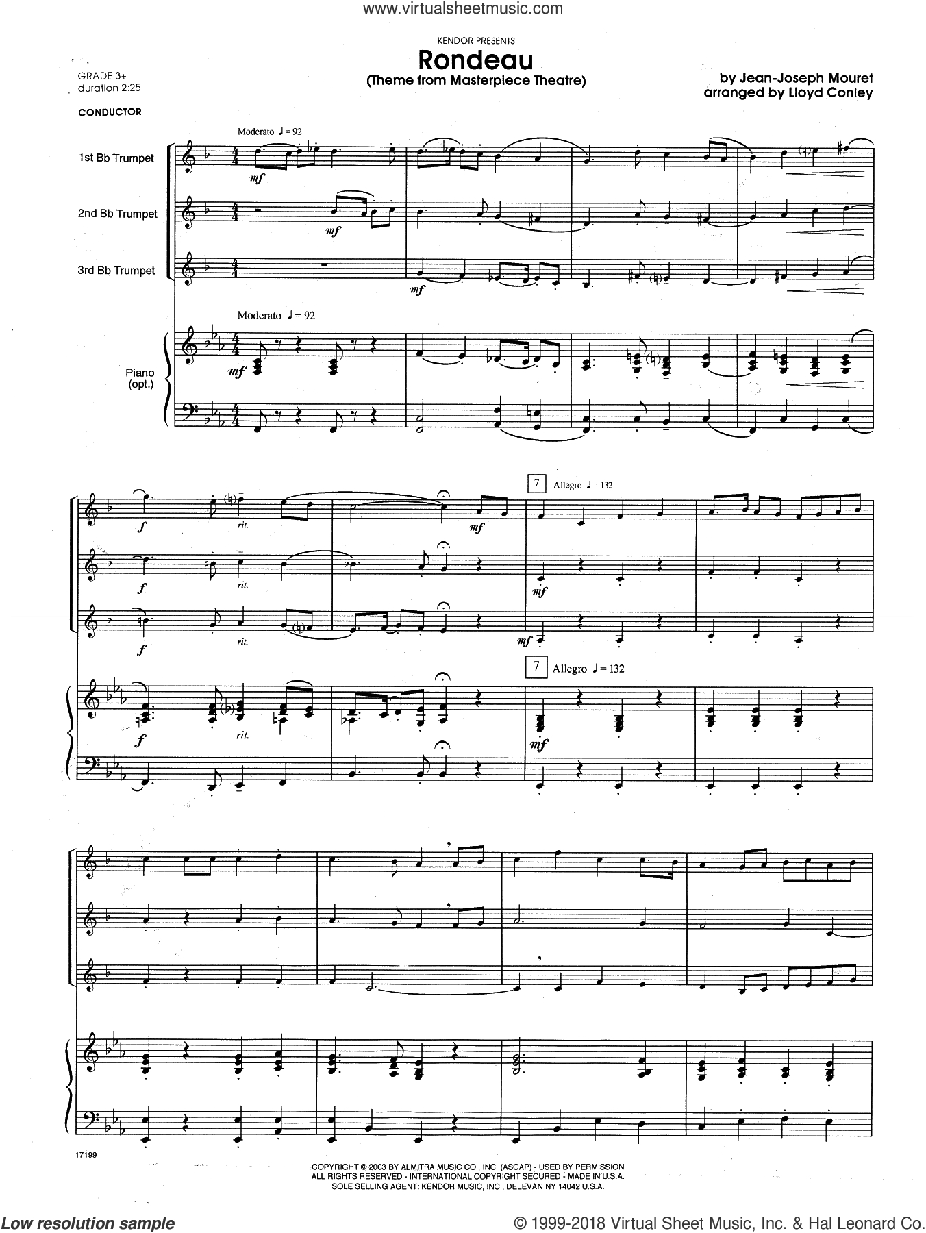 Conley - Rondeau (Theme From Masterpiece Theatre) Sheet Music - Free Printable Piano Pieces