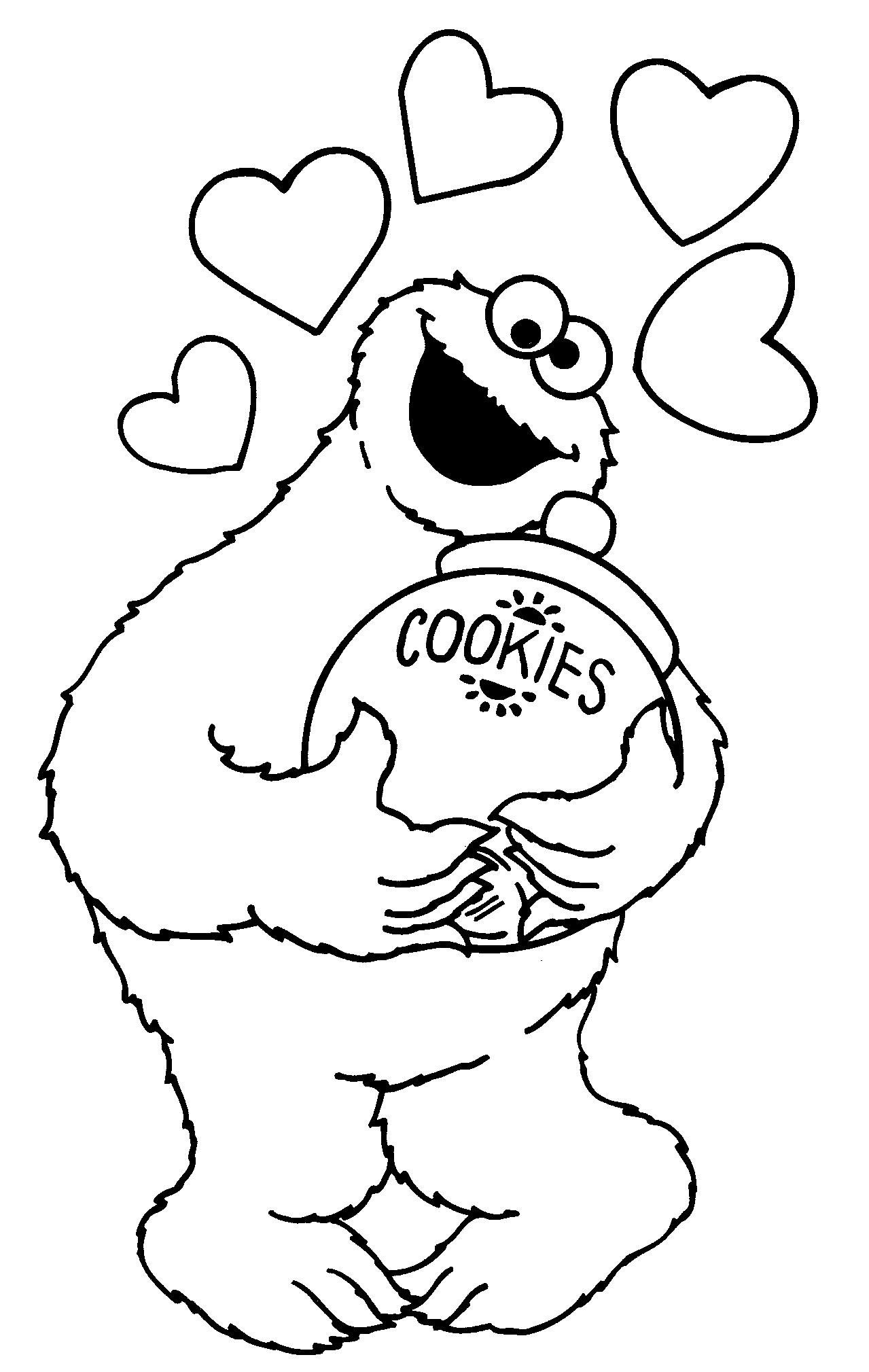 Cookie Monster / Cookie Jar (Coloring Pages) | Coloring Pages - Free Printable Sesame Street Coloring Pages