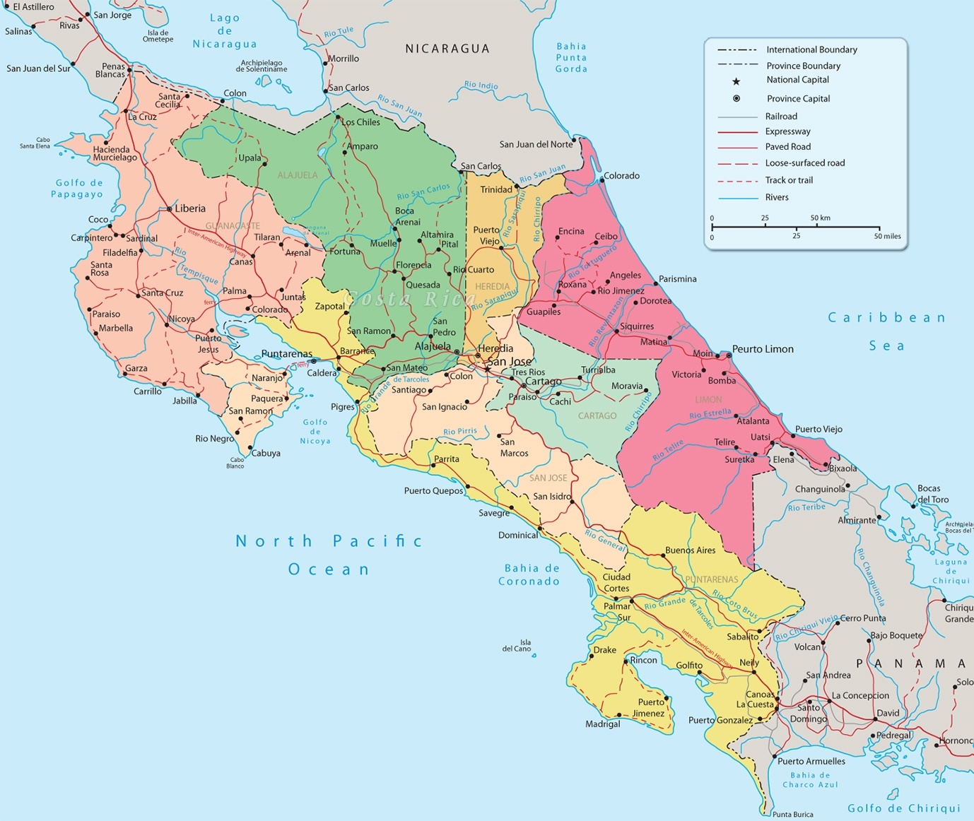 Detailed Map Of Costa Rica