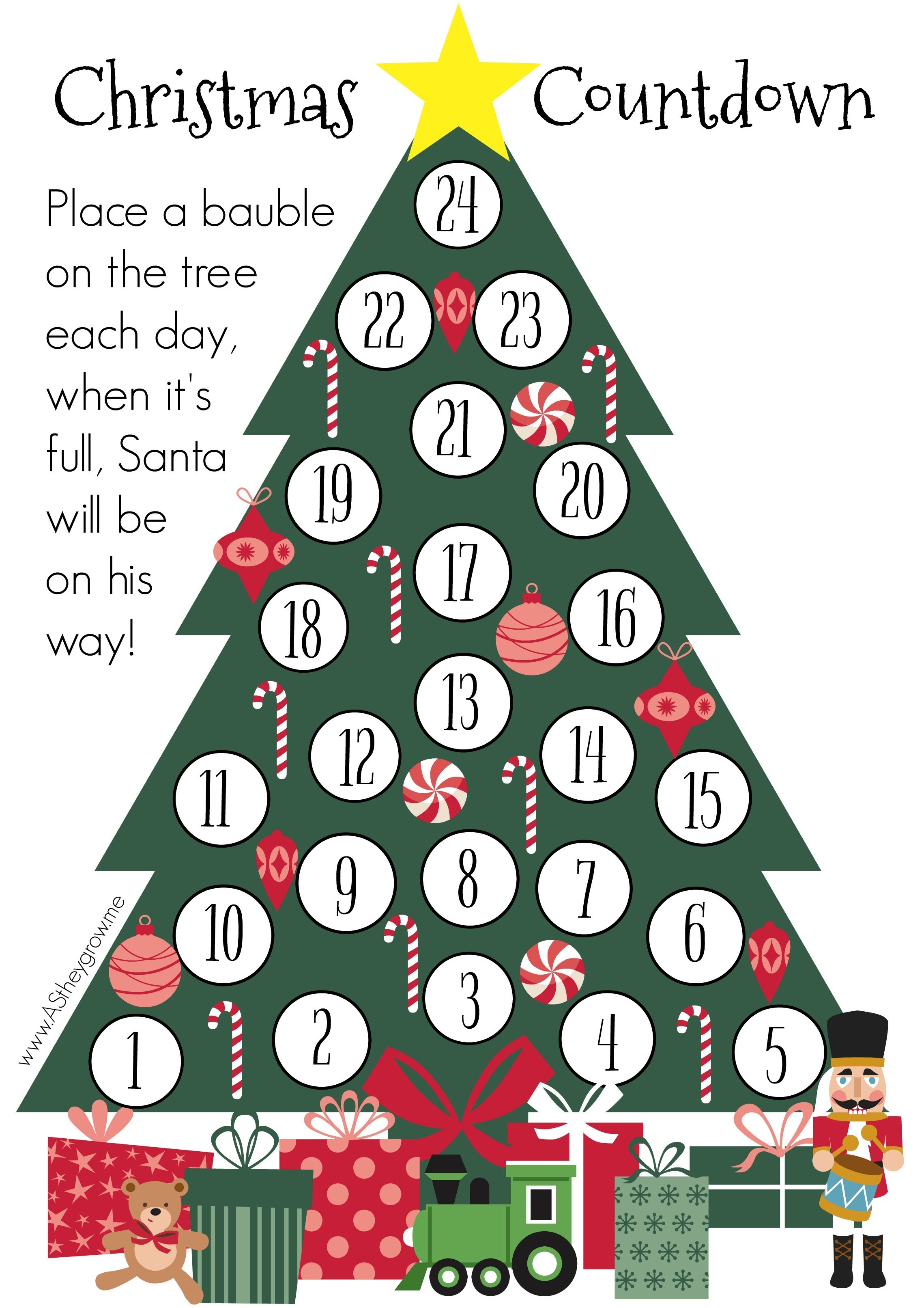 Crafty Christmas Countdown - Free Printable - As They Grow - Christmas Countdown Free Printable