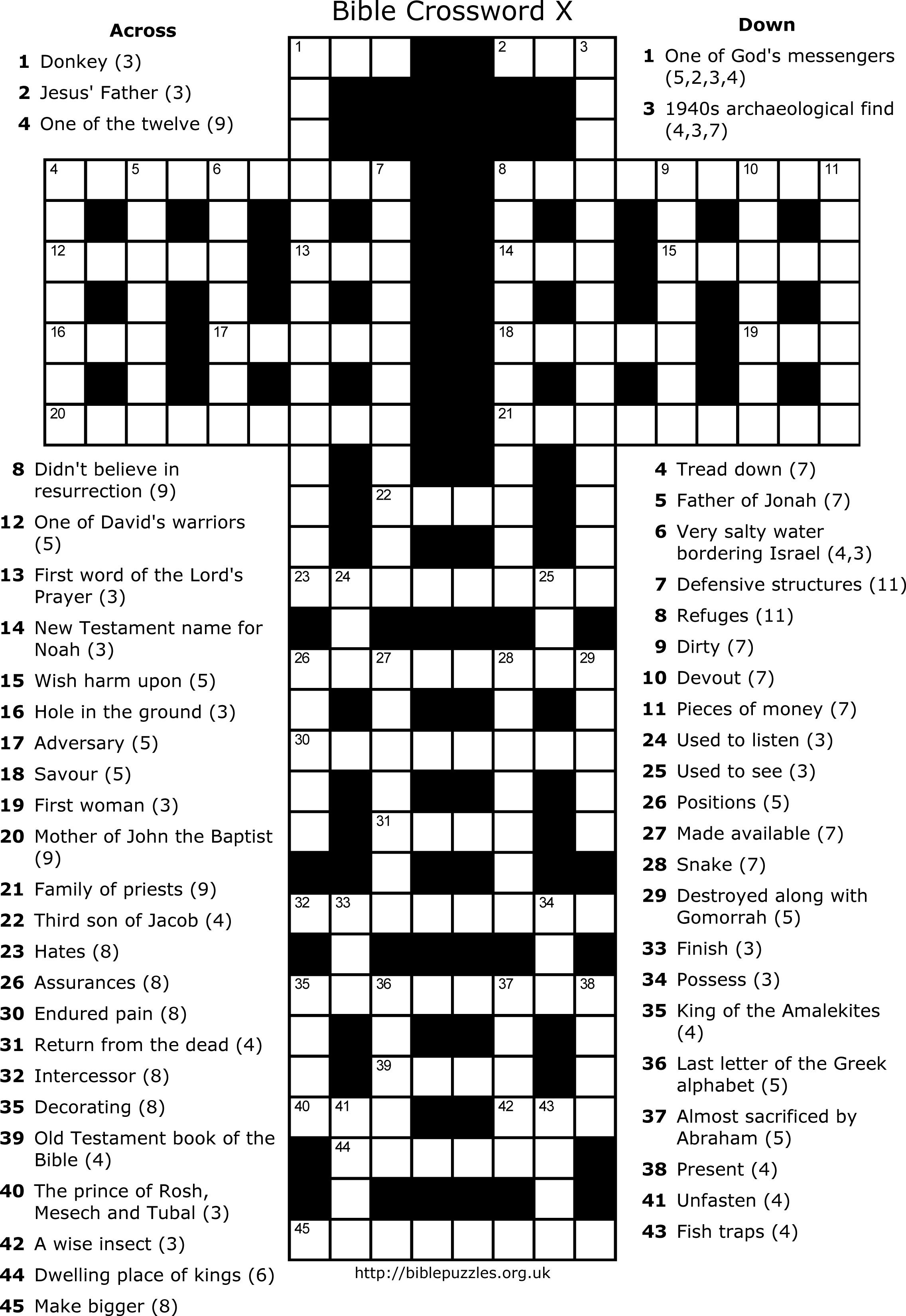 Jesus #39 Crucifixion Sunday School Crossword Puzzles: A Printable Free