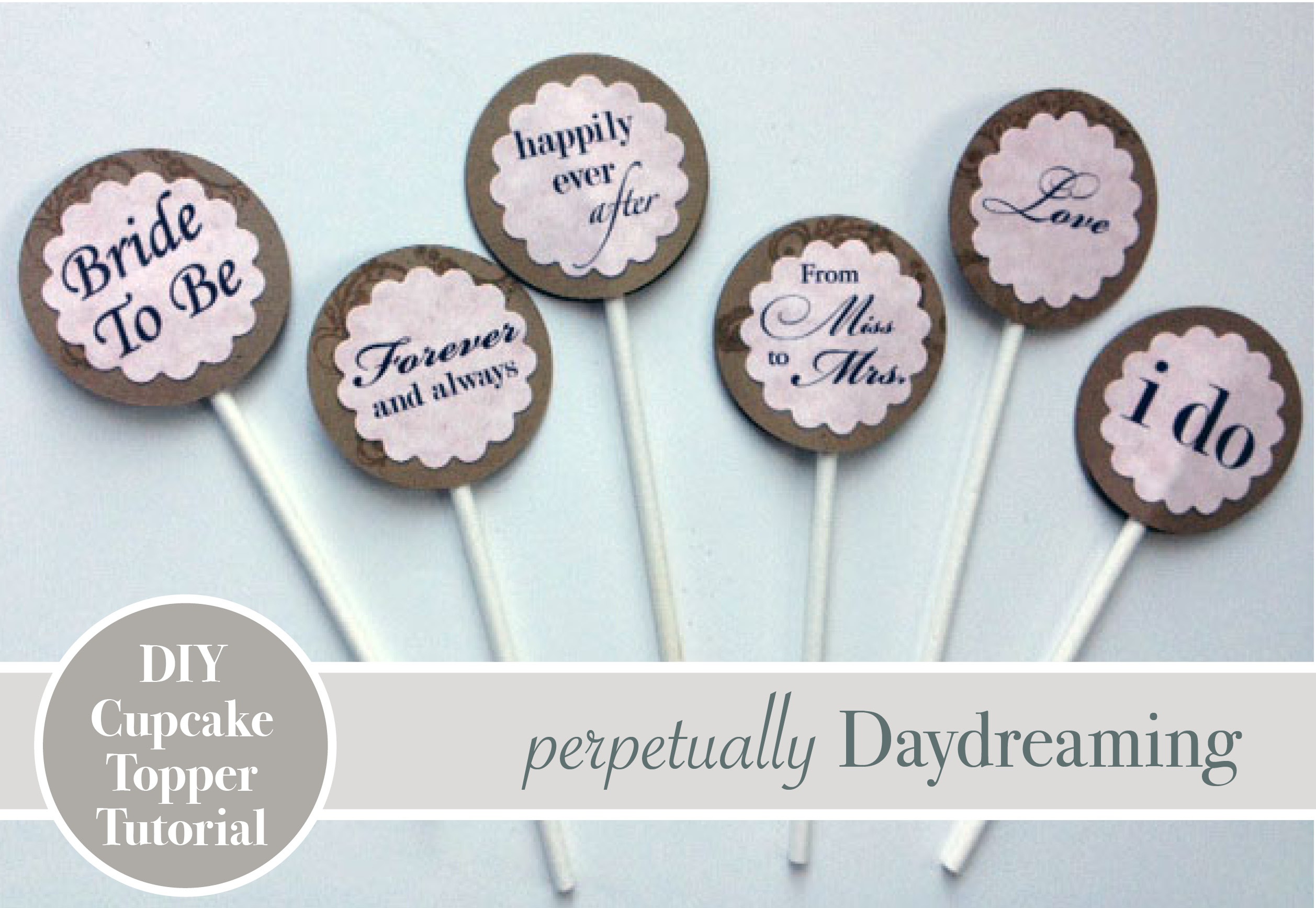 Cupcake Toppers + Tutorial For An Elegant Country Bridal Shower - Free Printable Cupcake Toppers Bridal Shower