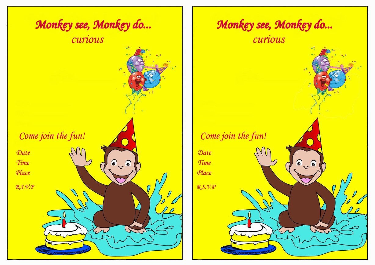 Curious George Birthday Invitations – Birthday Printable | Aiden's - Free Printable Curious George Invitations