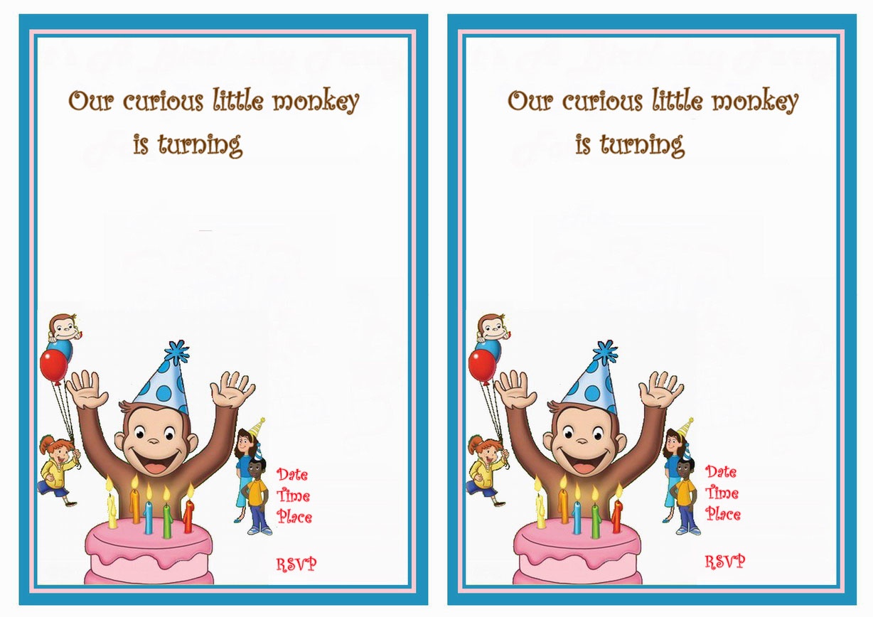 Curious George Birthday Invitations | Birthday Printable - Free Printable Curious George Invitations