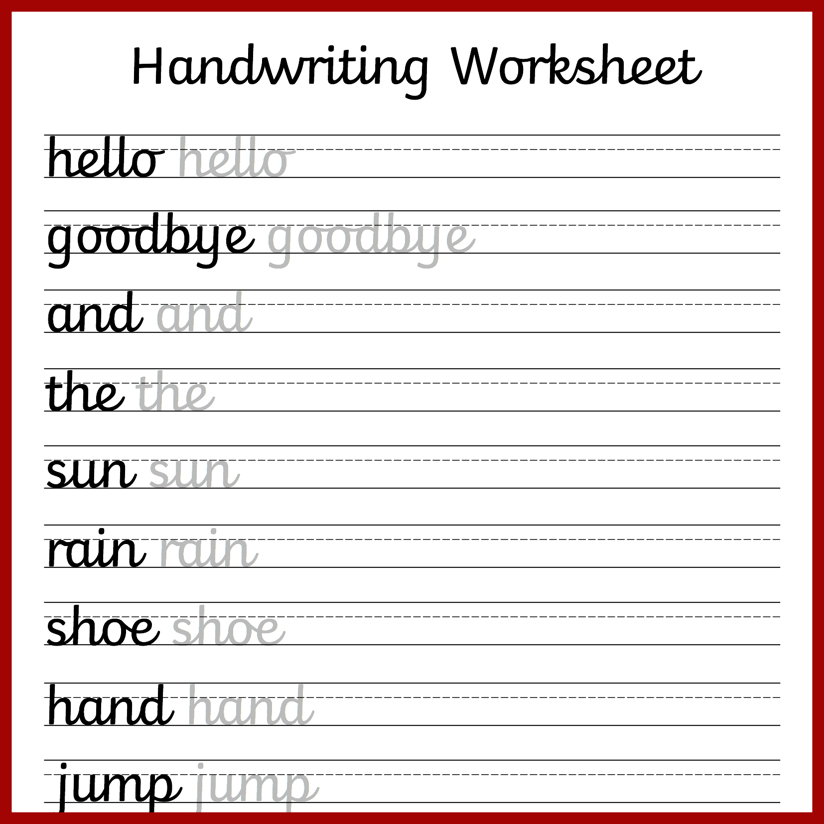 Free Printable Handwriting Sheets For Kindergarten Free Printable