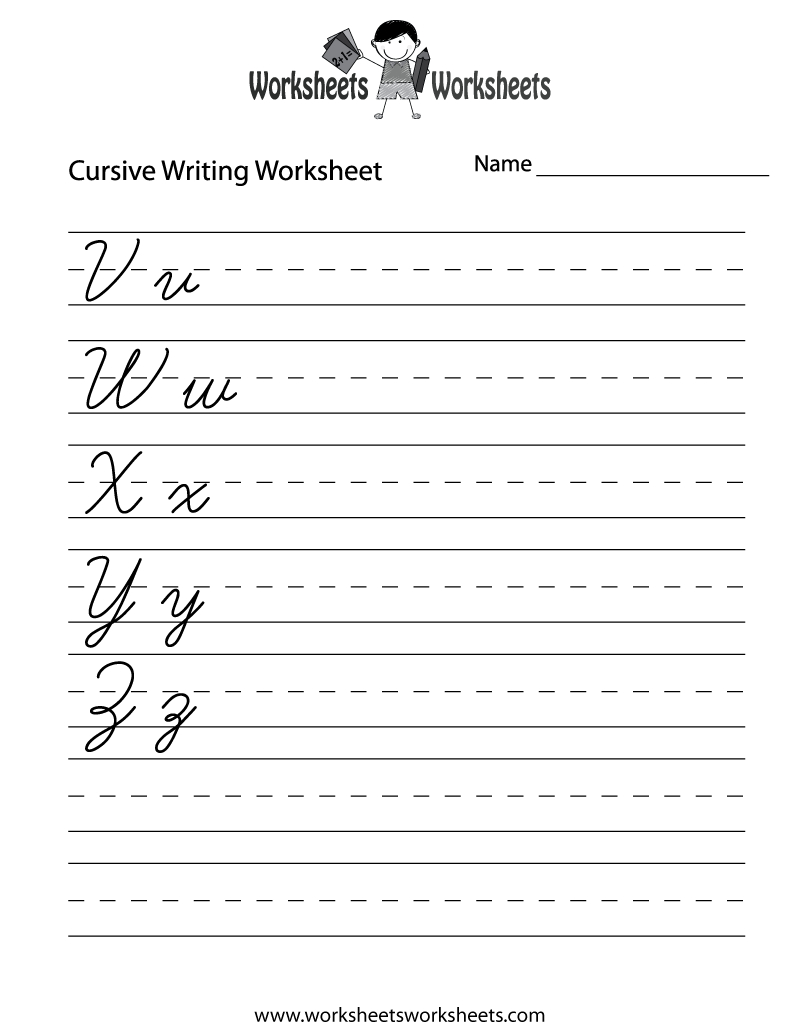 Cursive Letters Writing Worksheet Printable | Cursive Writing - Free Printable Cursive Handwriting Worksheets