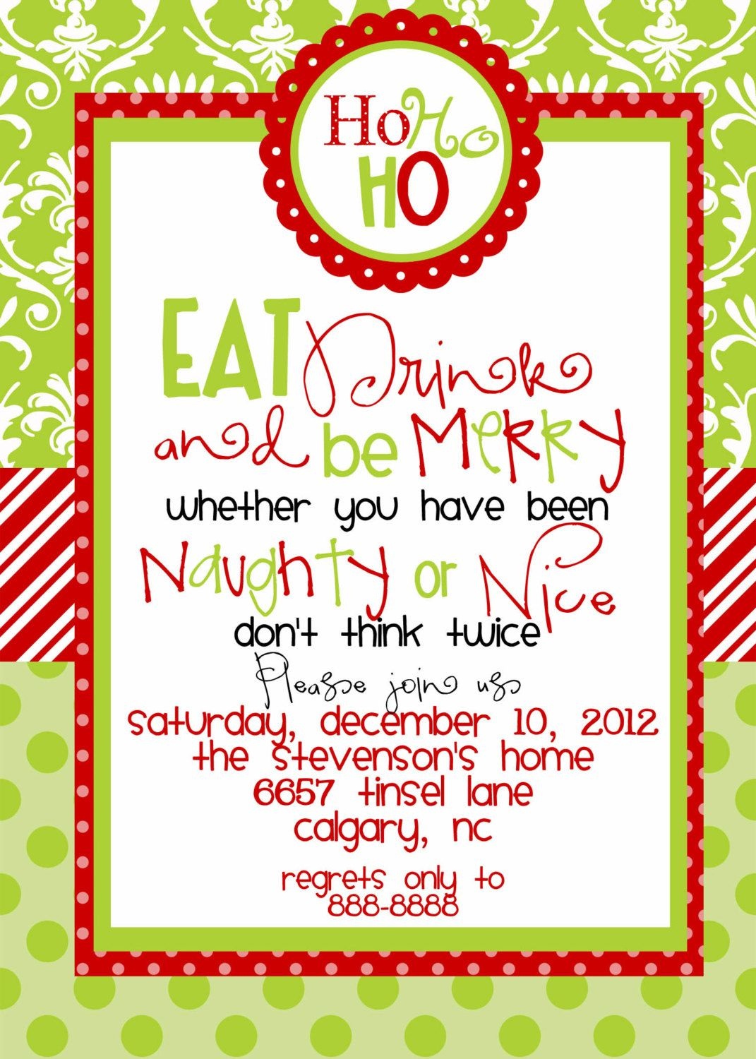Custom Designed Christmas Party Invitations Eat Drink And Be Merry - Free Printable Christmas Party Invitations