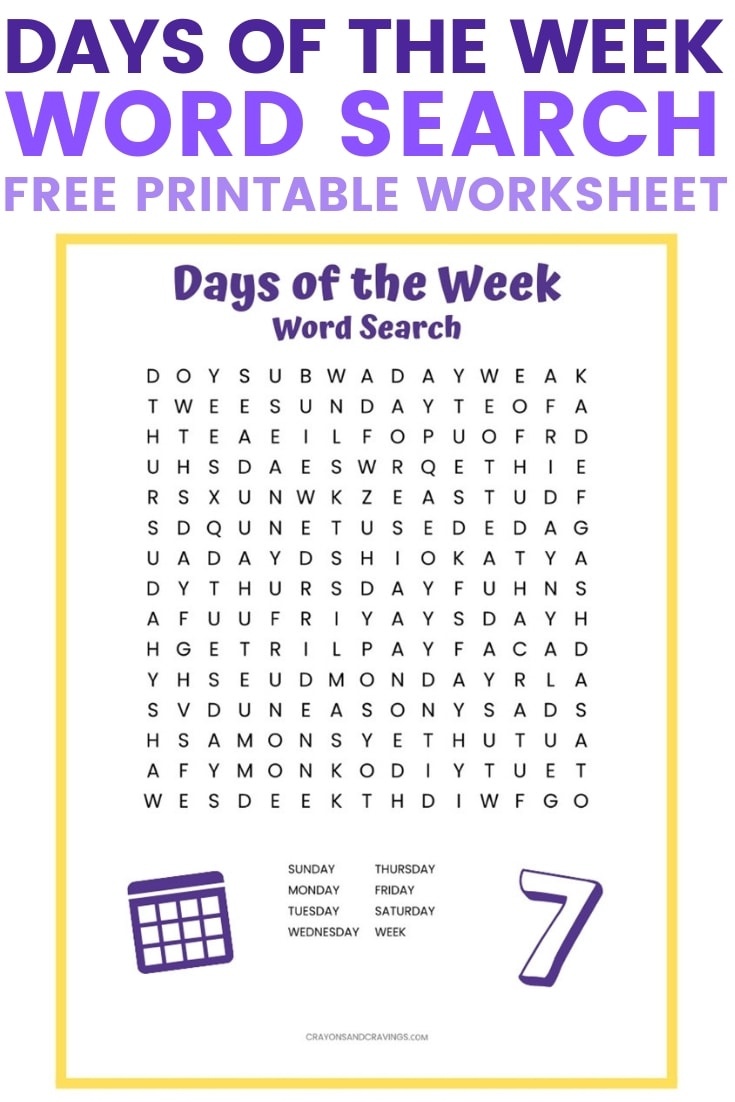 Days Of The Week Word Search - Free Printable Word Search For Kids - Free Printable Days Of The Week