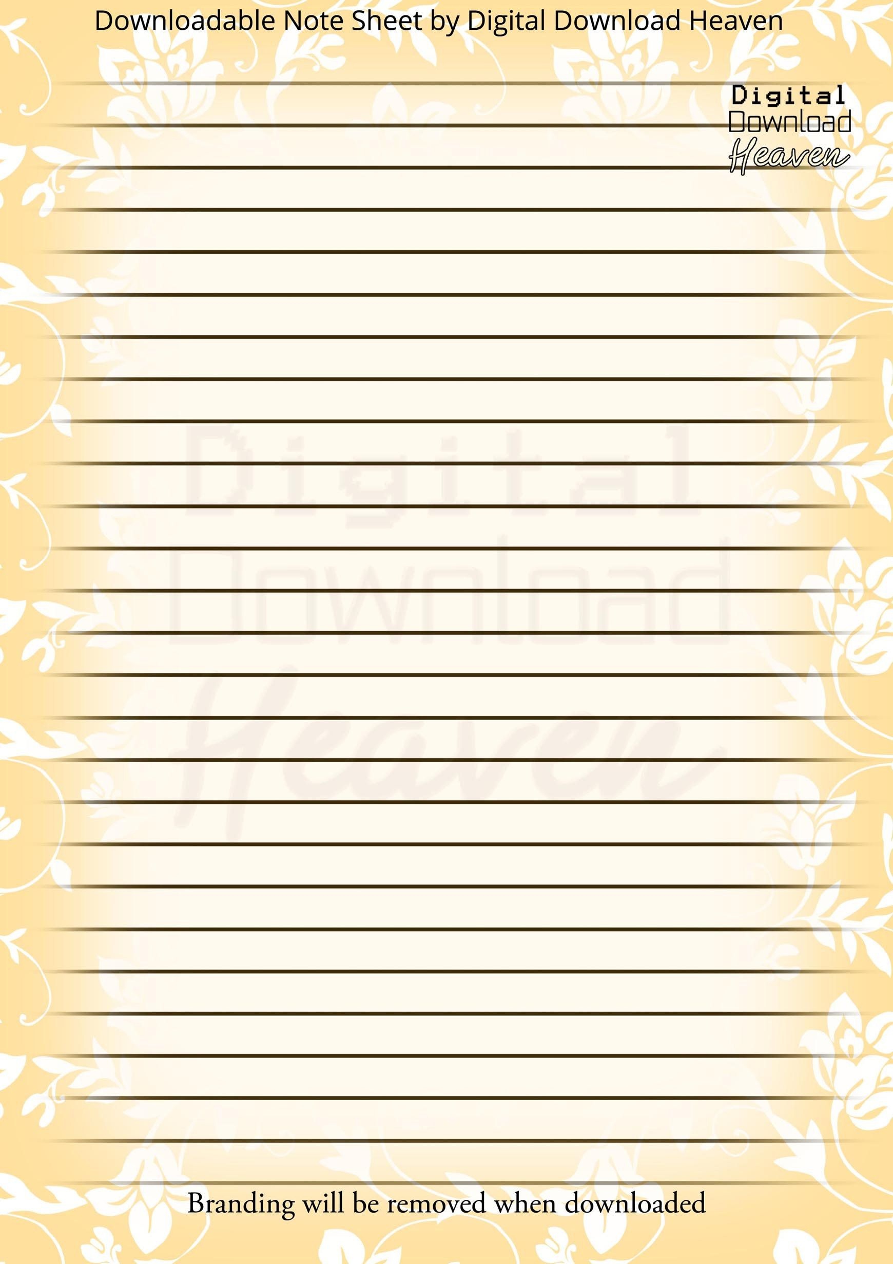 digital download writing paper notepaper journaling floral