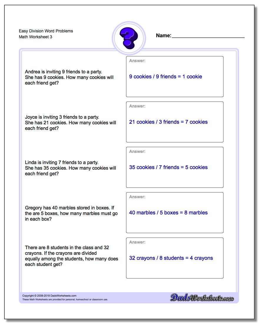 Division Word Problems - Free Printable Division Word Problems Worksheets For Grade 3
