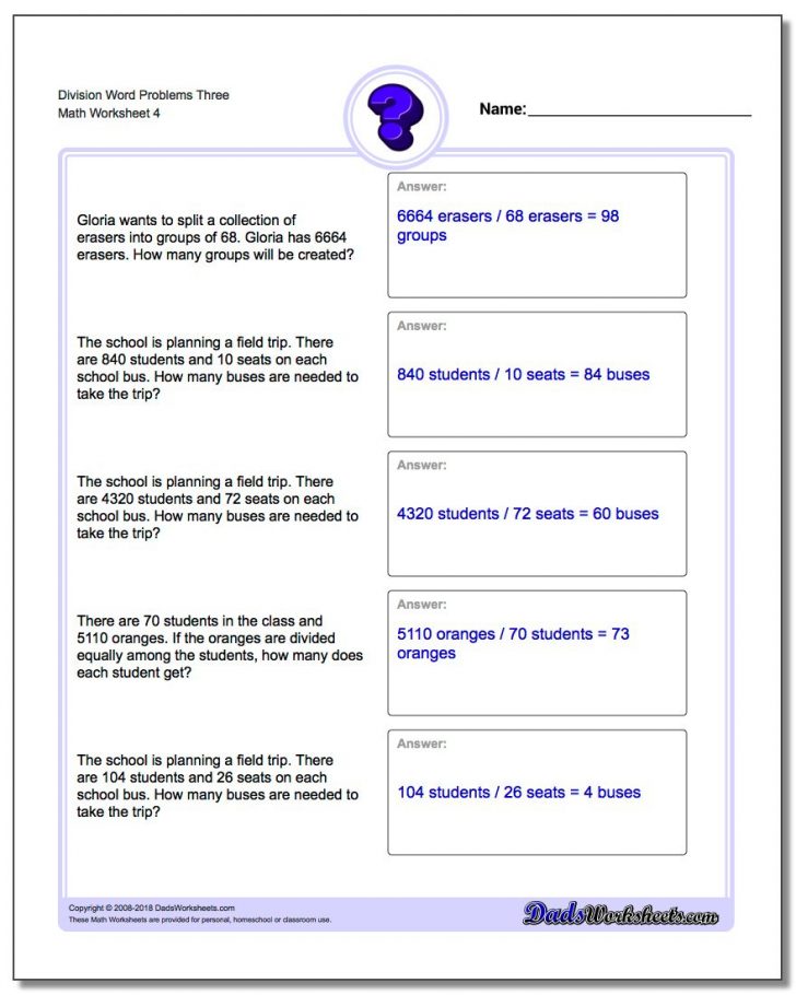 Free Printable Division Word Problems Worksheets For Grade 3