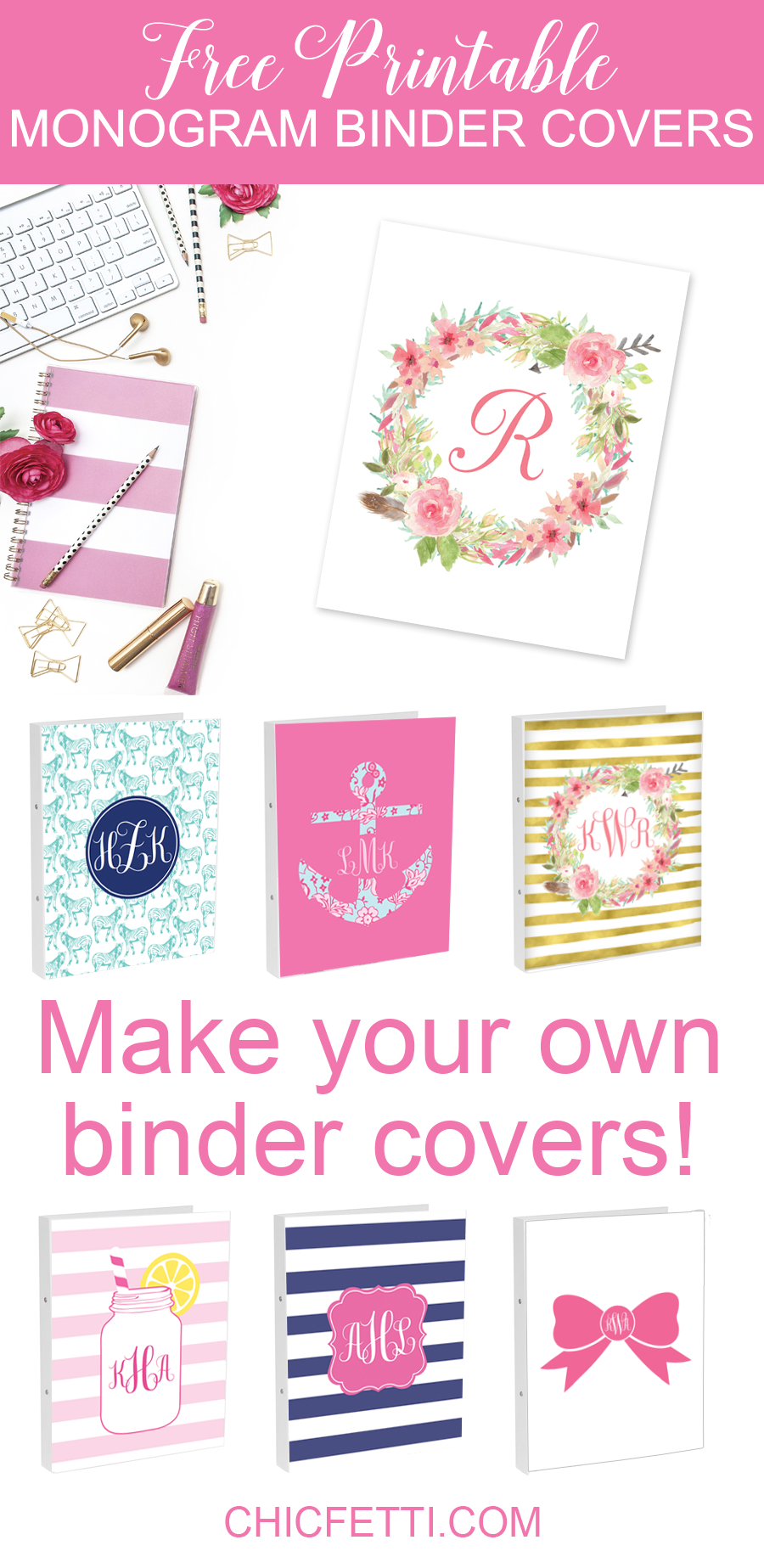 Diy Monogram Binder Covers Using Free Monogram Templates | Free - Free Printable Monogram Binder Covers