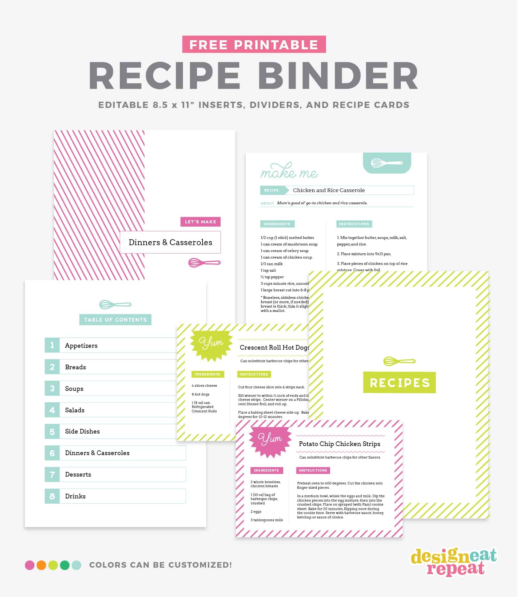 Diy Recipe Book (With Free Printable Recipe Binder Kit!) - Free Printable Recipe Dividers