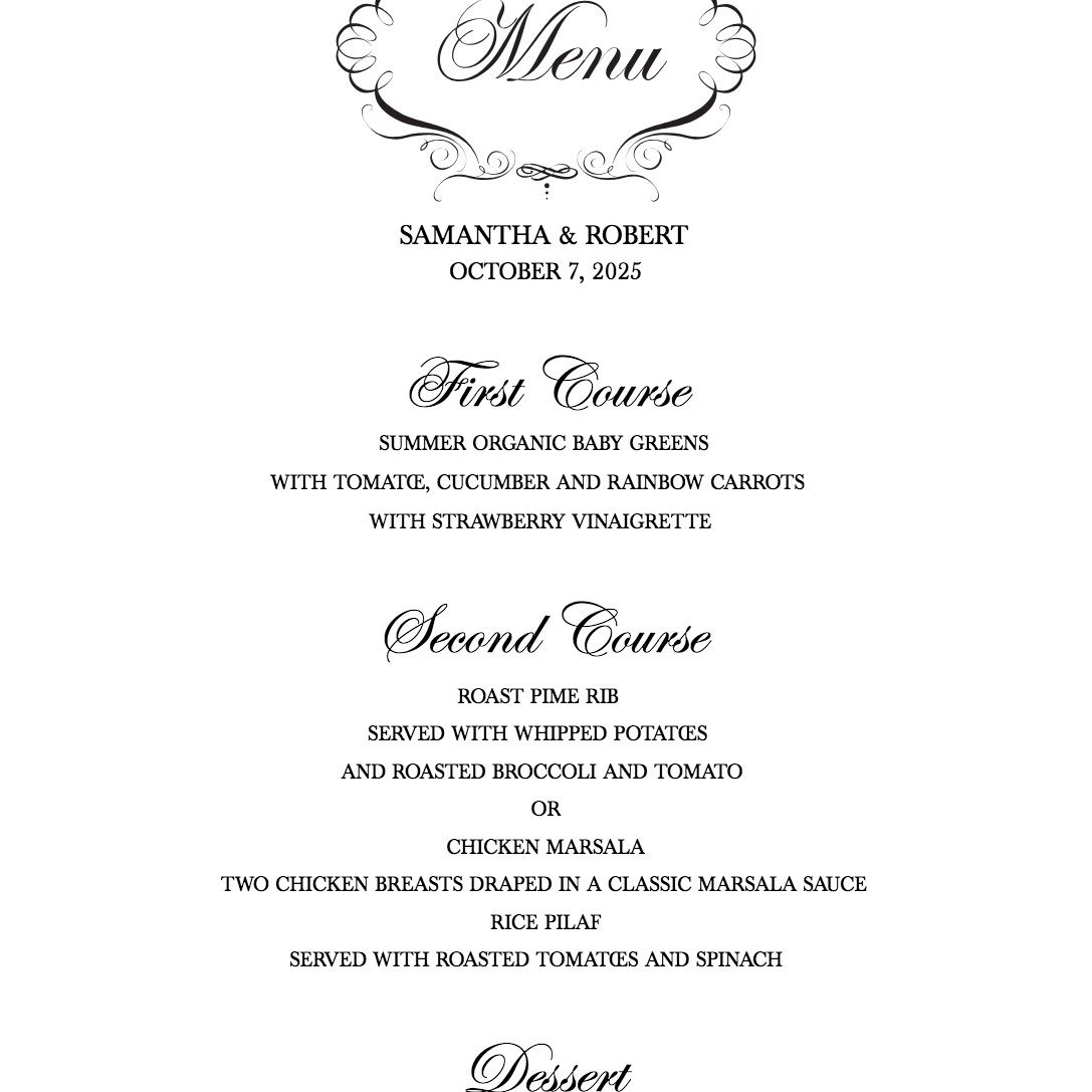 Download A Free Wedding Menu Template - Free Printable Wedding Menu Card Templates