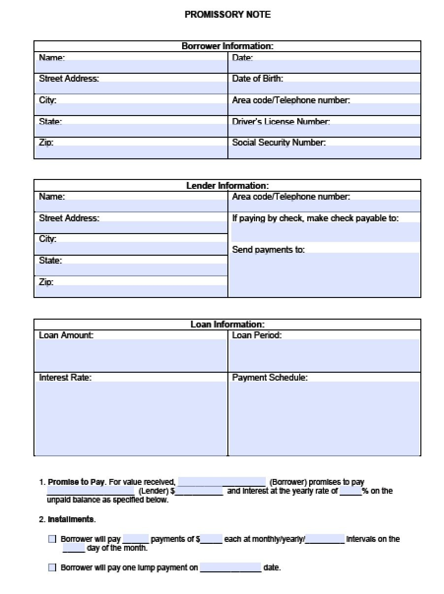 Download Blank Promissory Note Template | Pdf | Rtf | Word - Free Printable Promissory Note Template