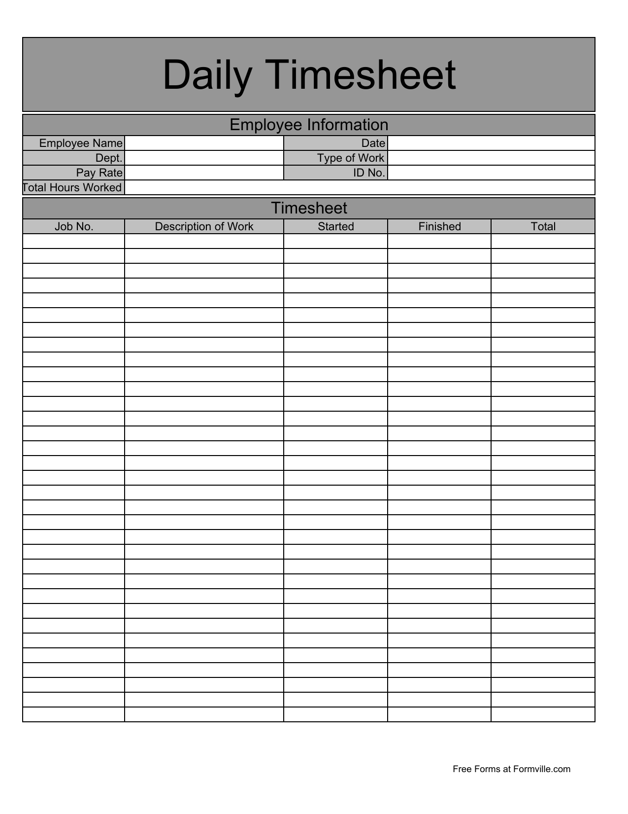 Download Daily Timesheet Template Excel Pdf Rtf Word Free