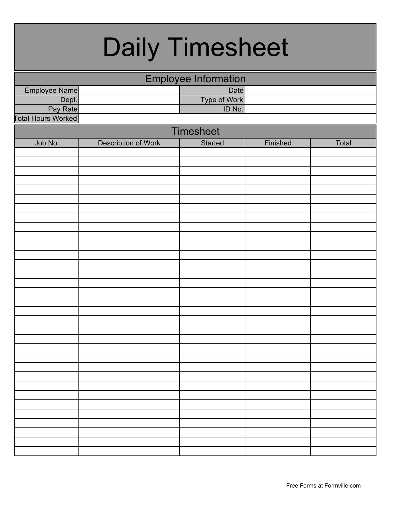 daily time log printable