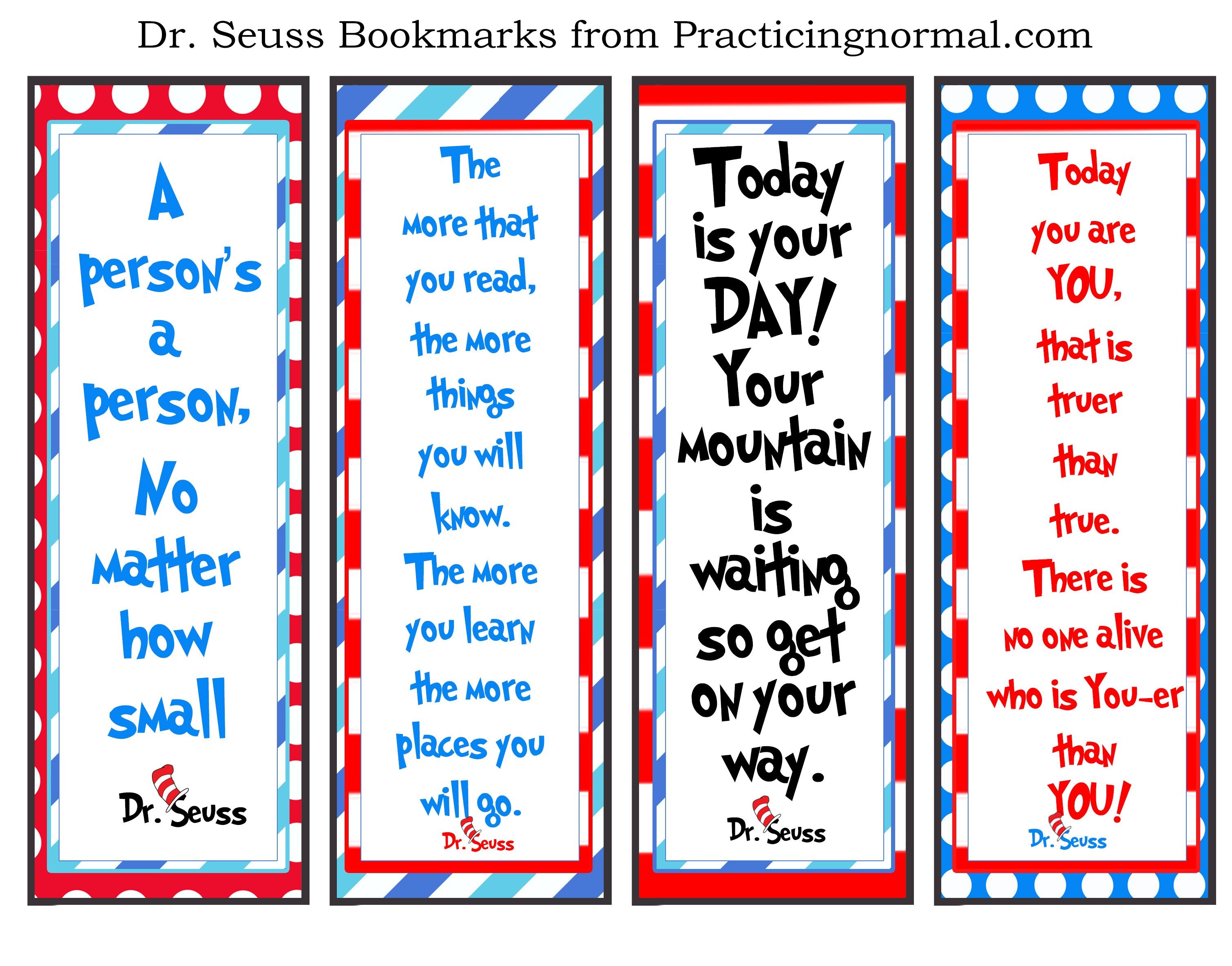 Dr. Seuss Bookmarks With Quotes, Free Printable From - Free Printable Dr Seuss Quotes