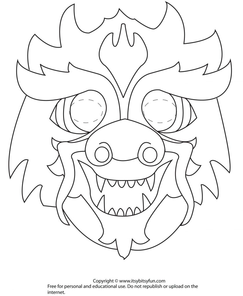 Simple Dragon Mask Coloring Page for Kids