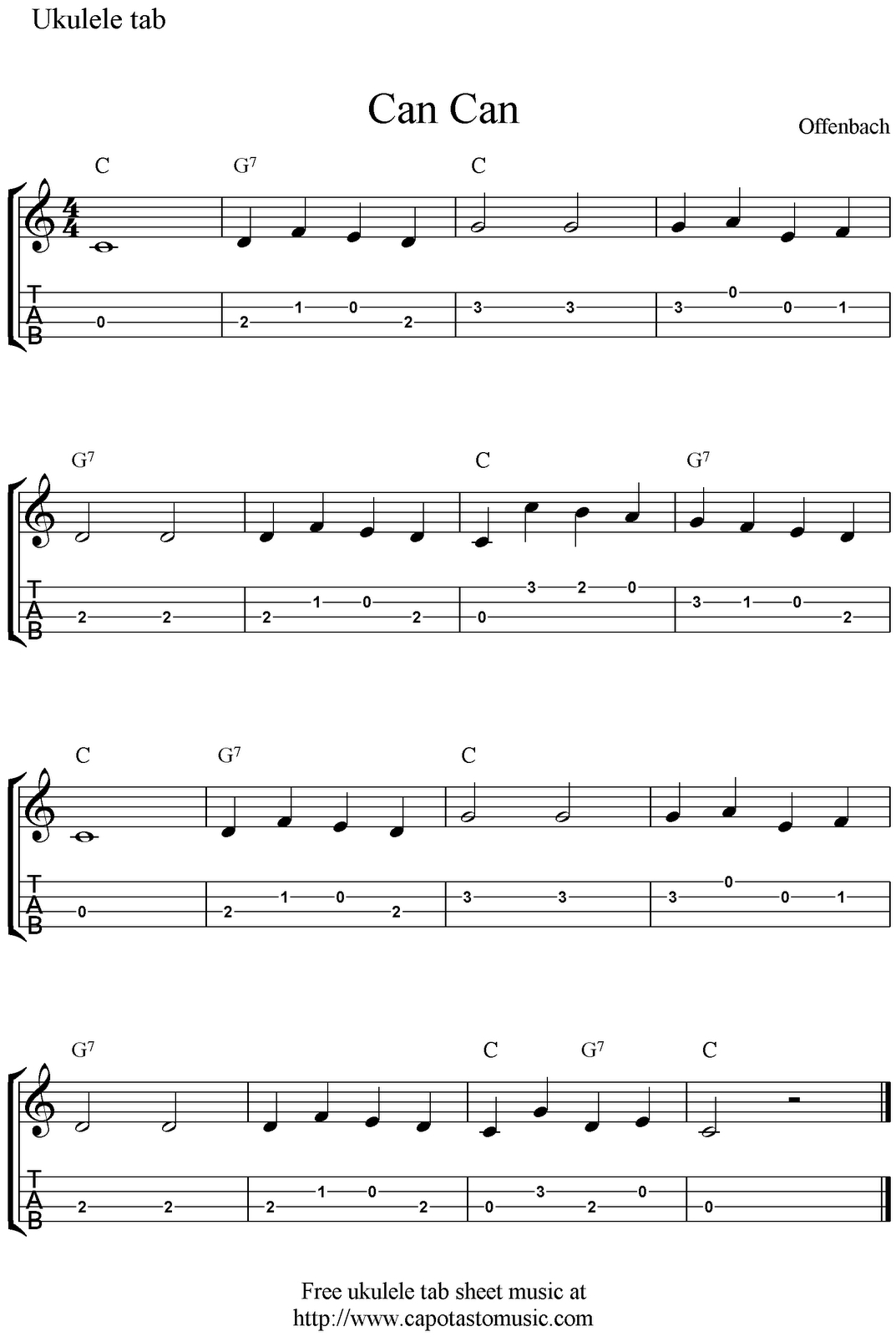 ✓&amp;quot;can Can&amp;quot; Ukulele Sheet Music - Free Printable | Ukelele - Ukulele - Free Printable Ukulele Songs