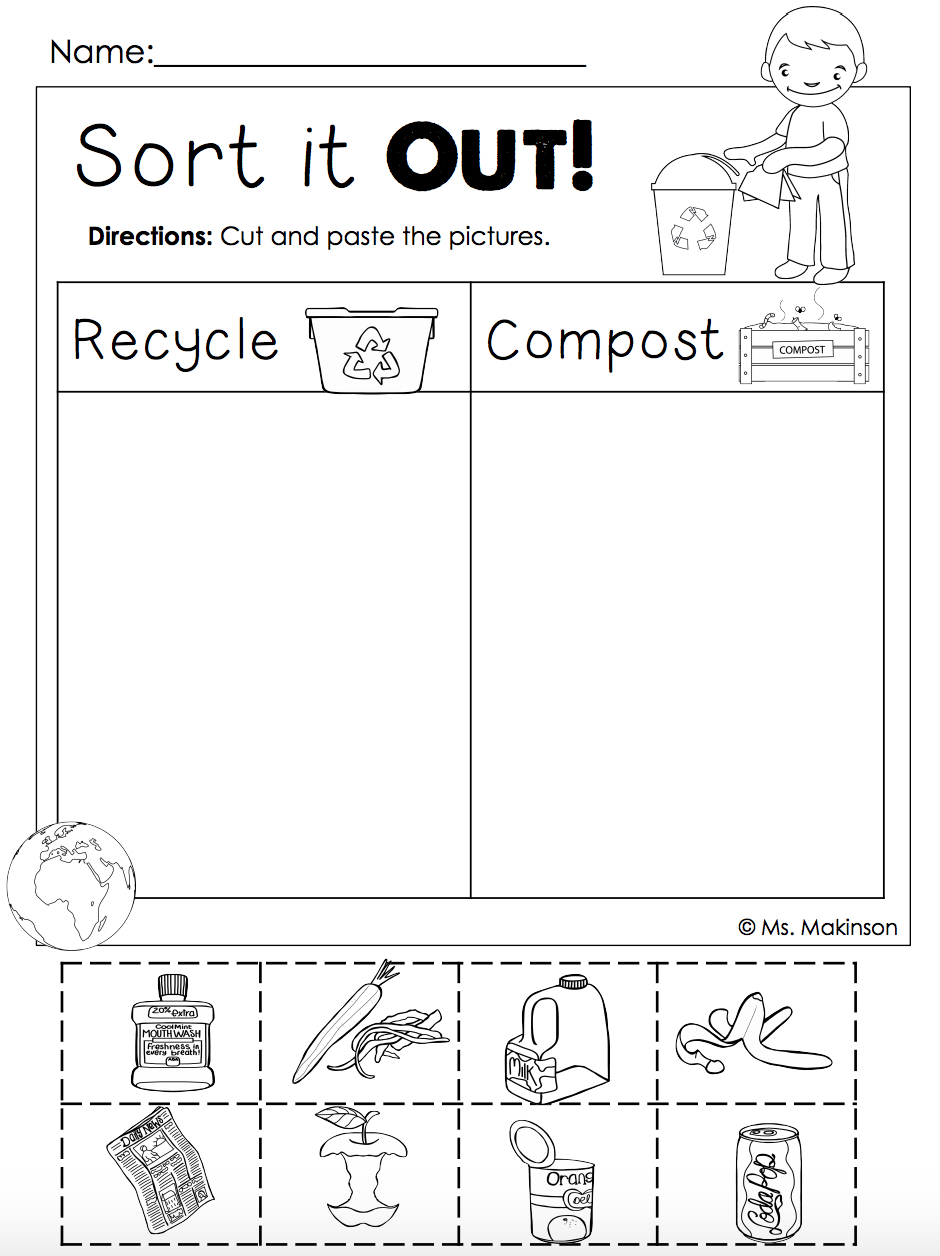 Earth Day Free | Homeschool. | Earth Day, Earth Day Activities - Free Printable Recycling Worksheets